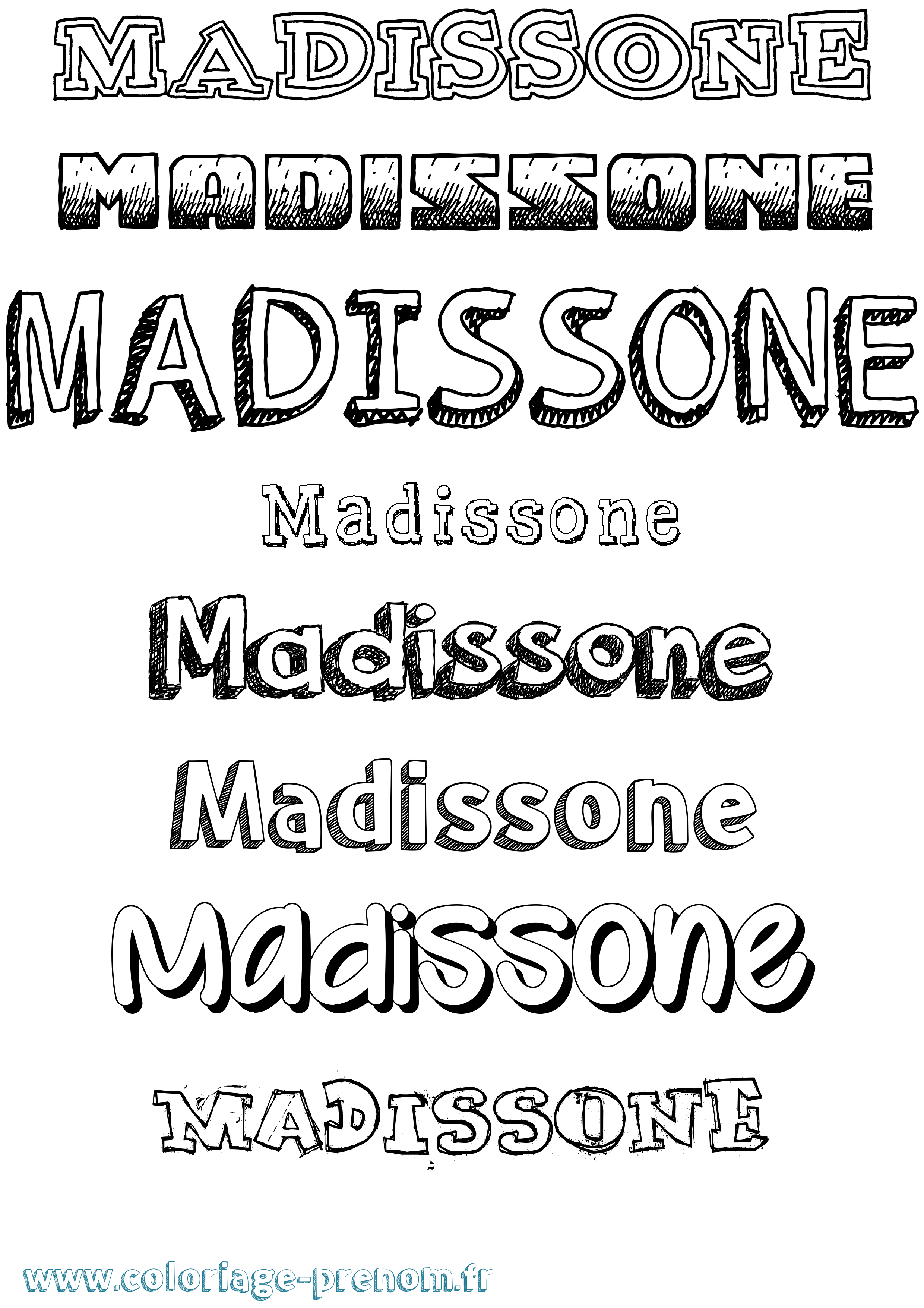 Coloriage prénom Madissone Dessiné