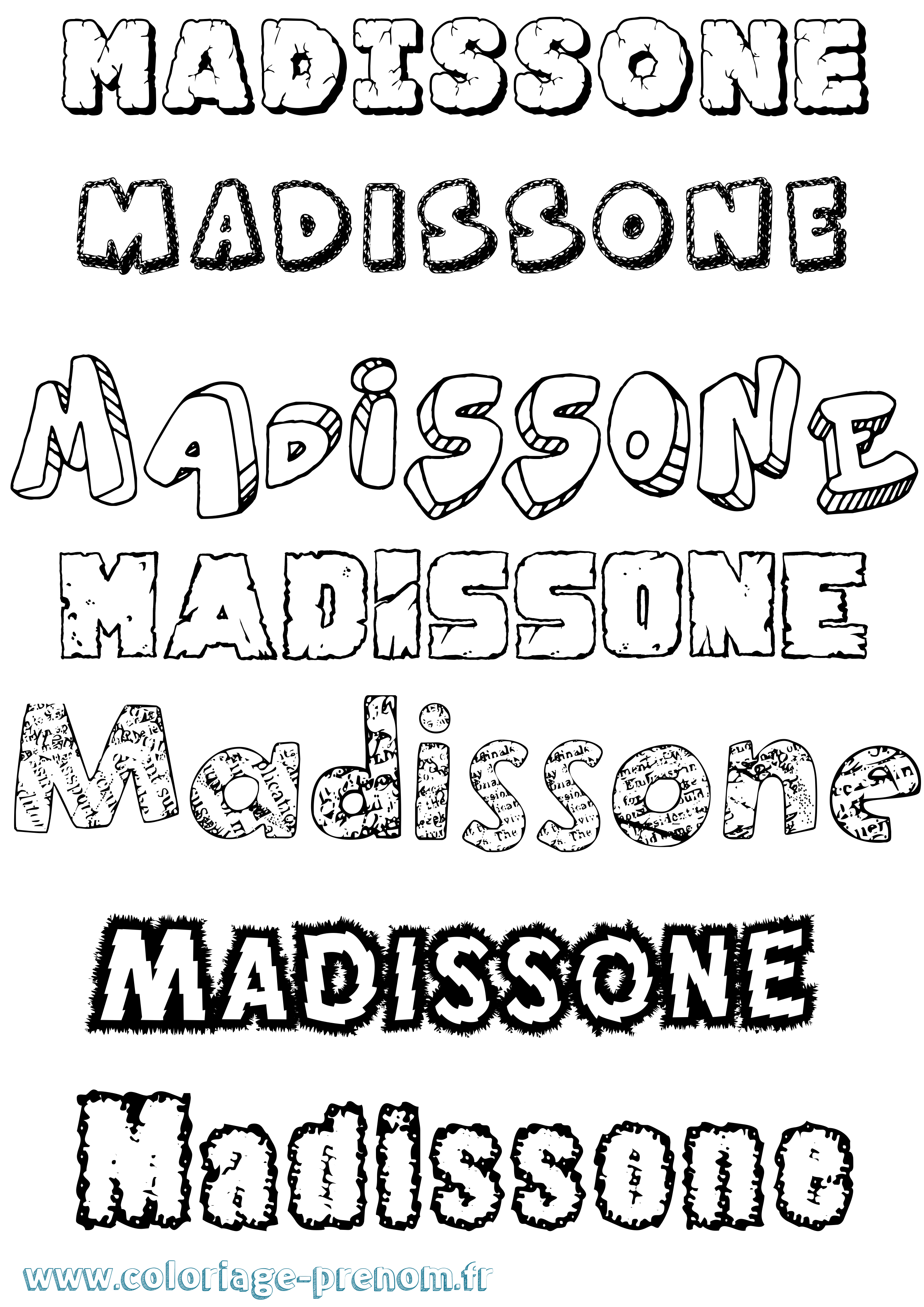Coloriage prénom Madissone Destructuré