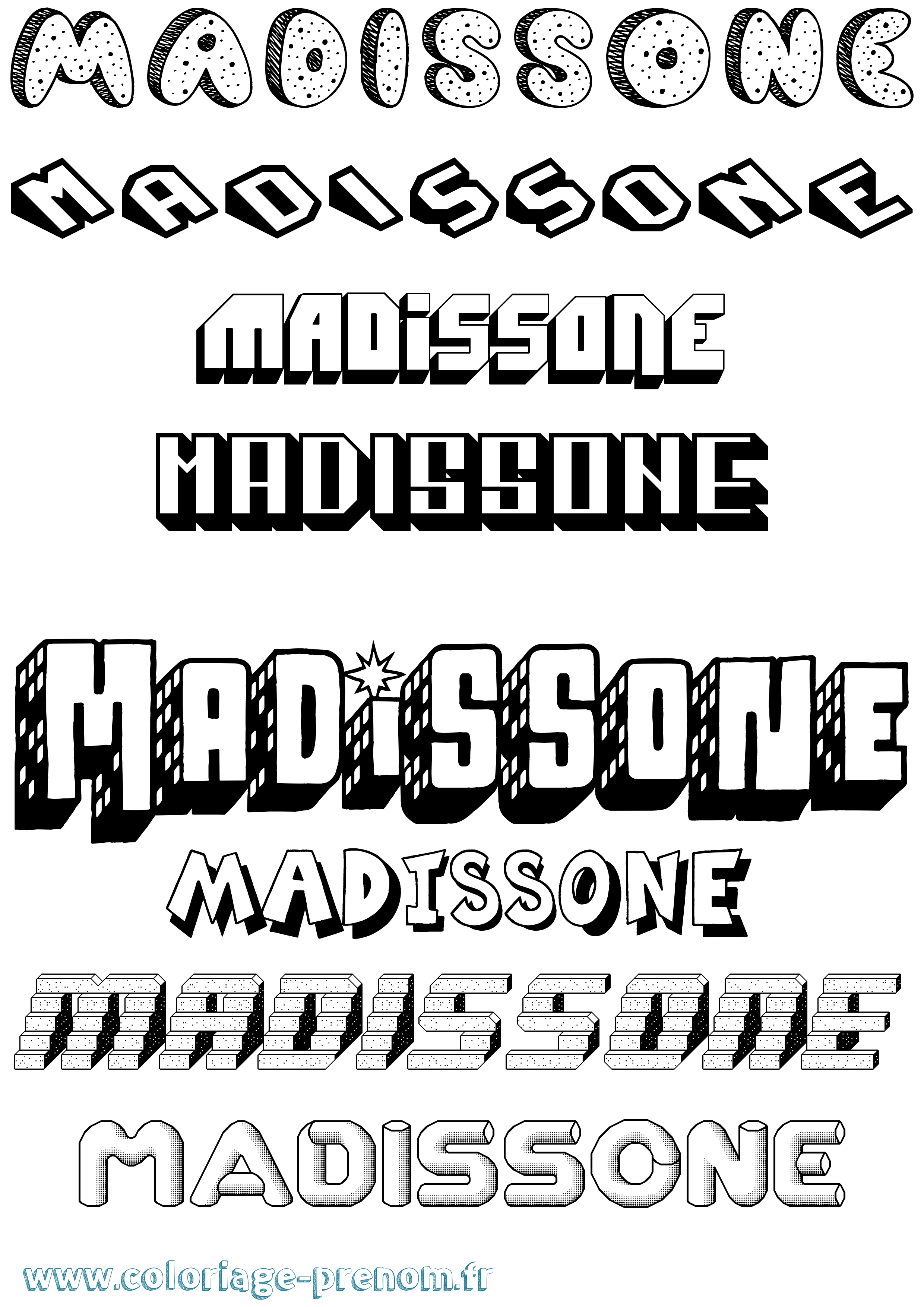 Coloriage Madissone Effet 3D Coloriage prénom Madissone Effet 3D