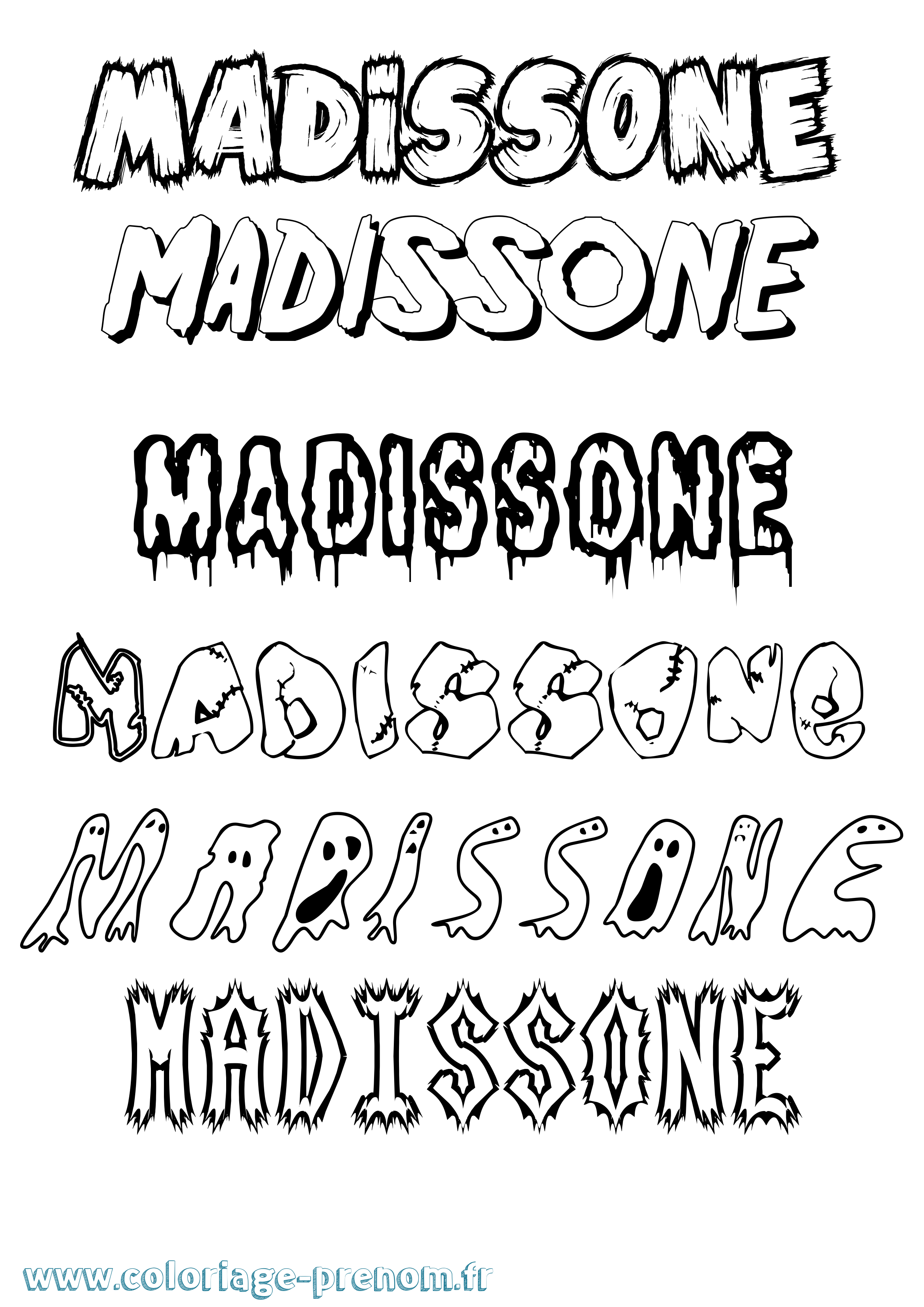 Coloriage prénom Madissone Frisson