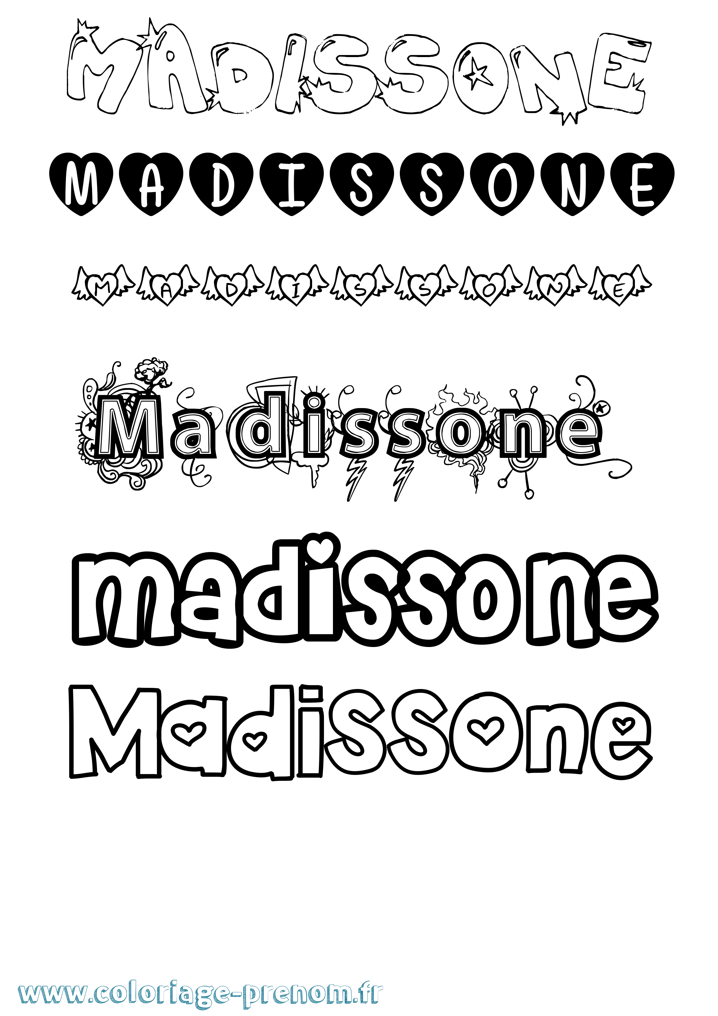 Coloriage Madissone Girly Coloriage prénom Madissone Girly