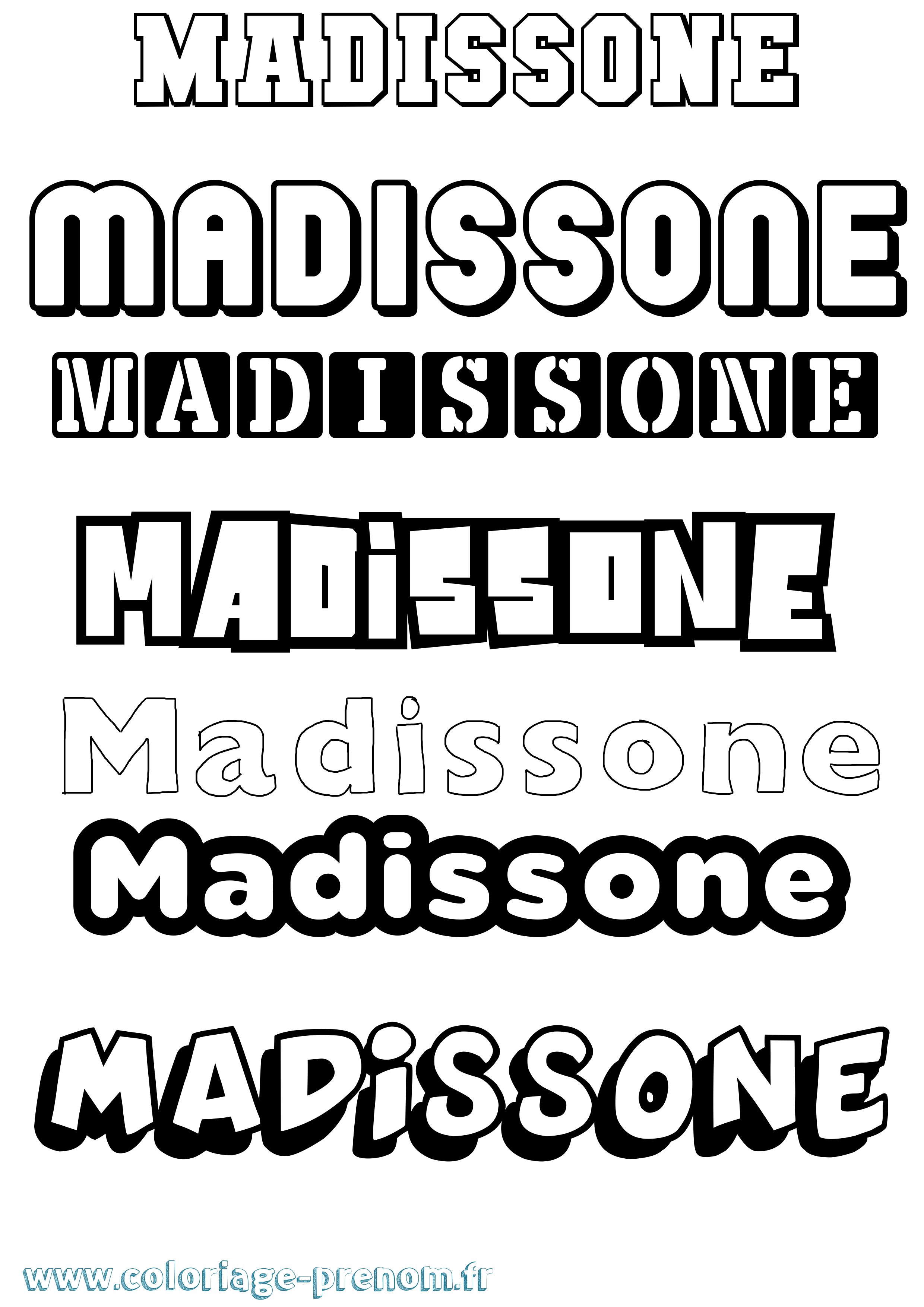 Coloriage prénom Madissone Simple