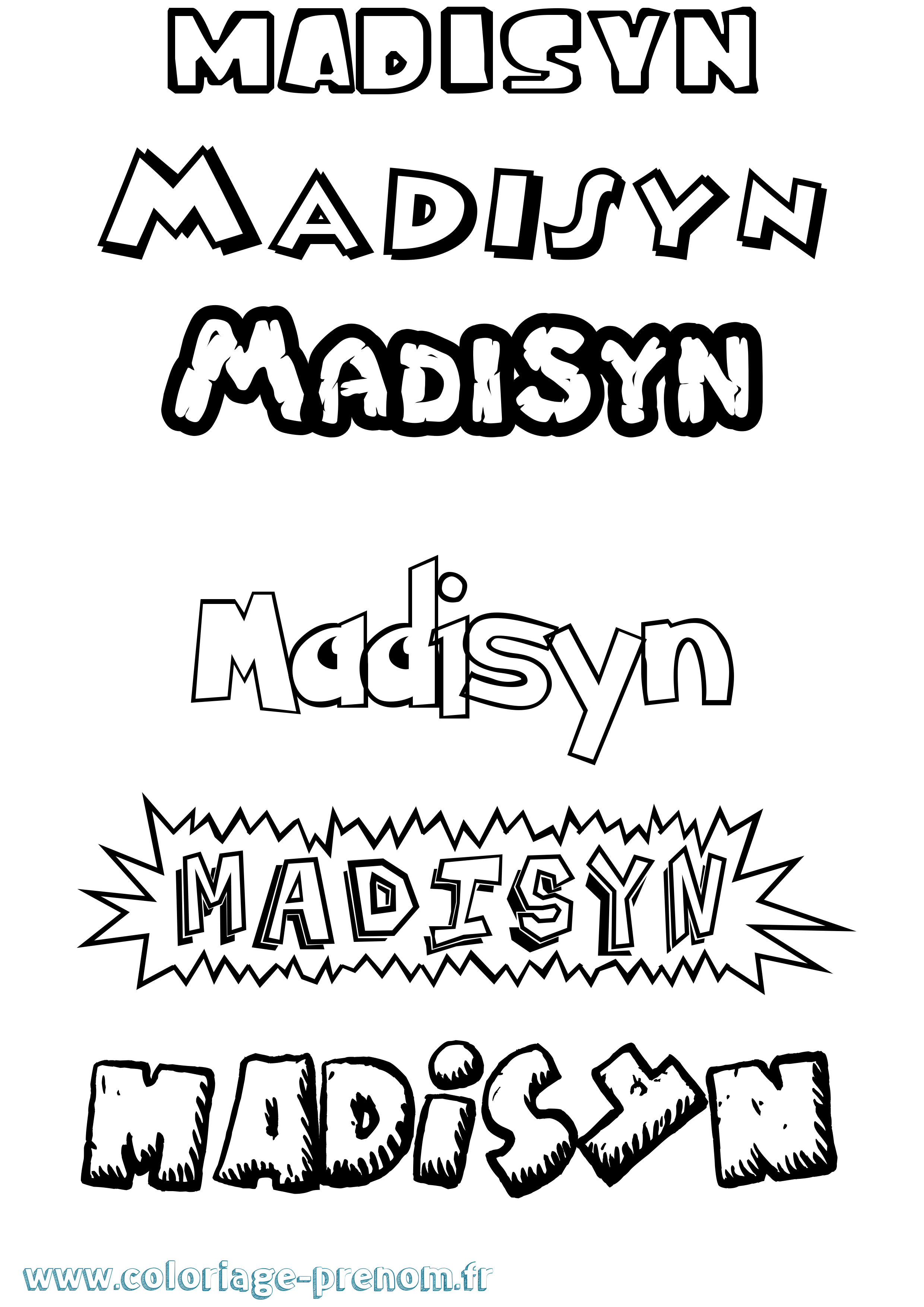 Coloriage prénom Madisyn Dessin Animé