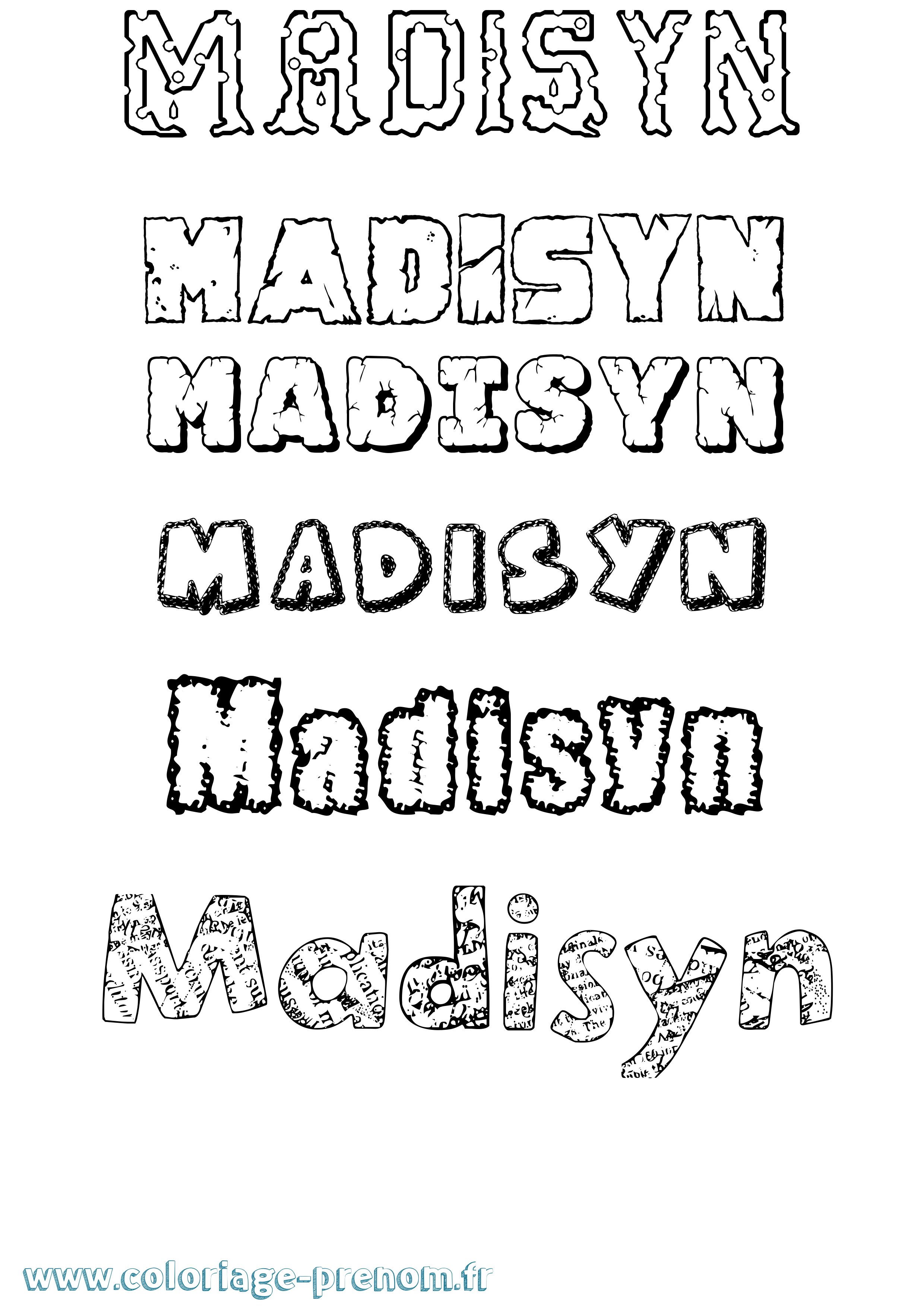 Coloriage prénom Madisyn Destructuré