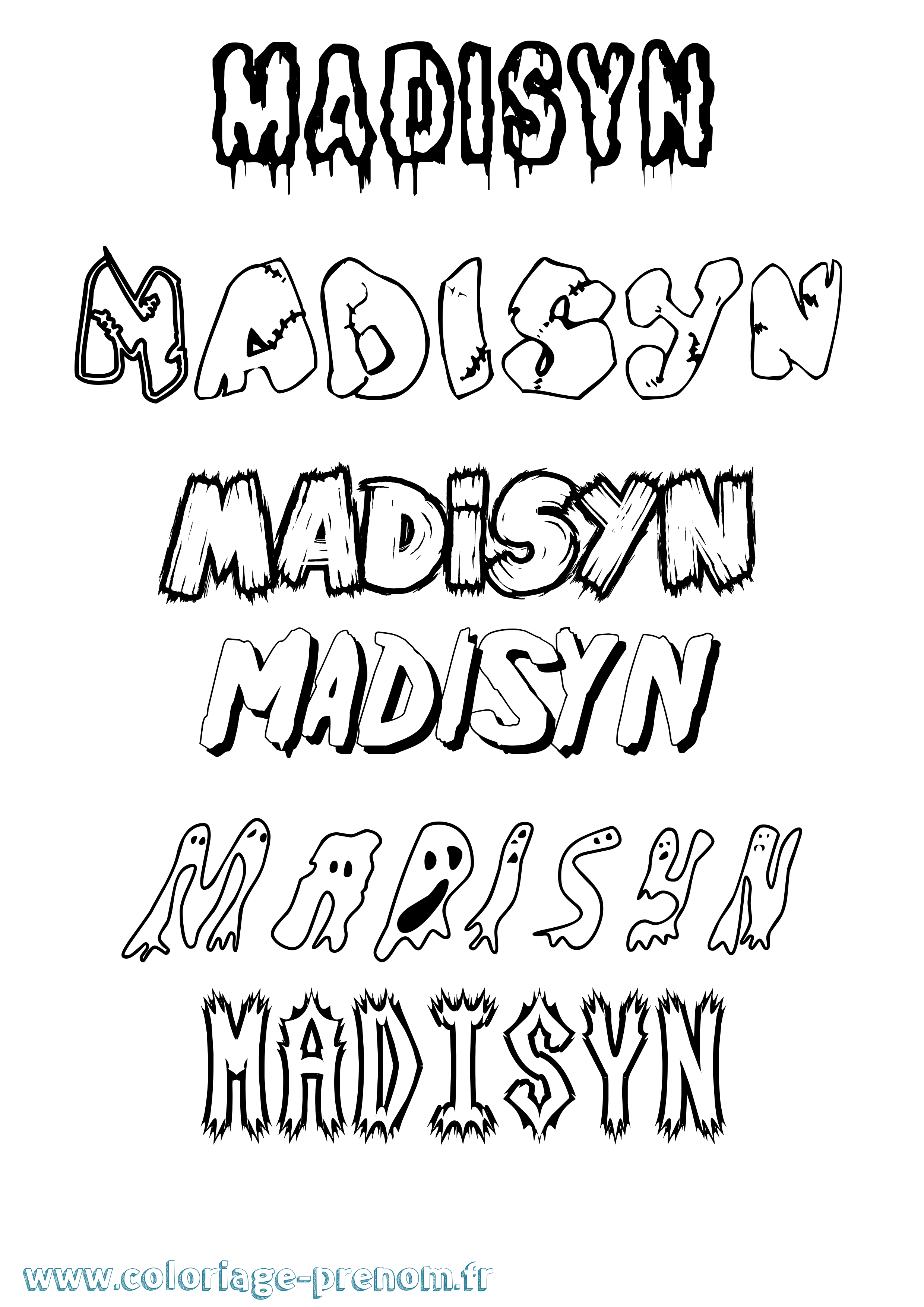 Coloriage prénom Madisyn Frisson