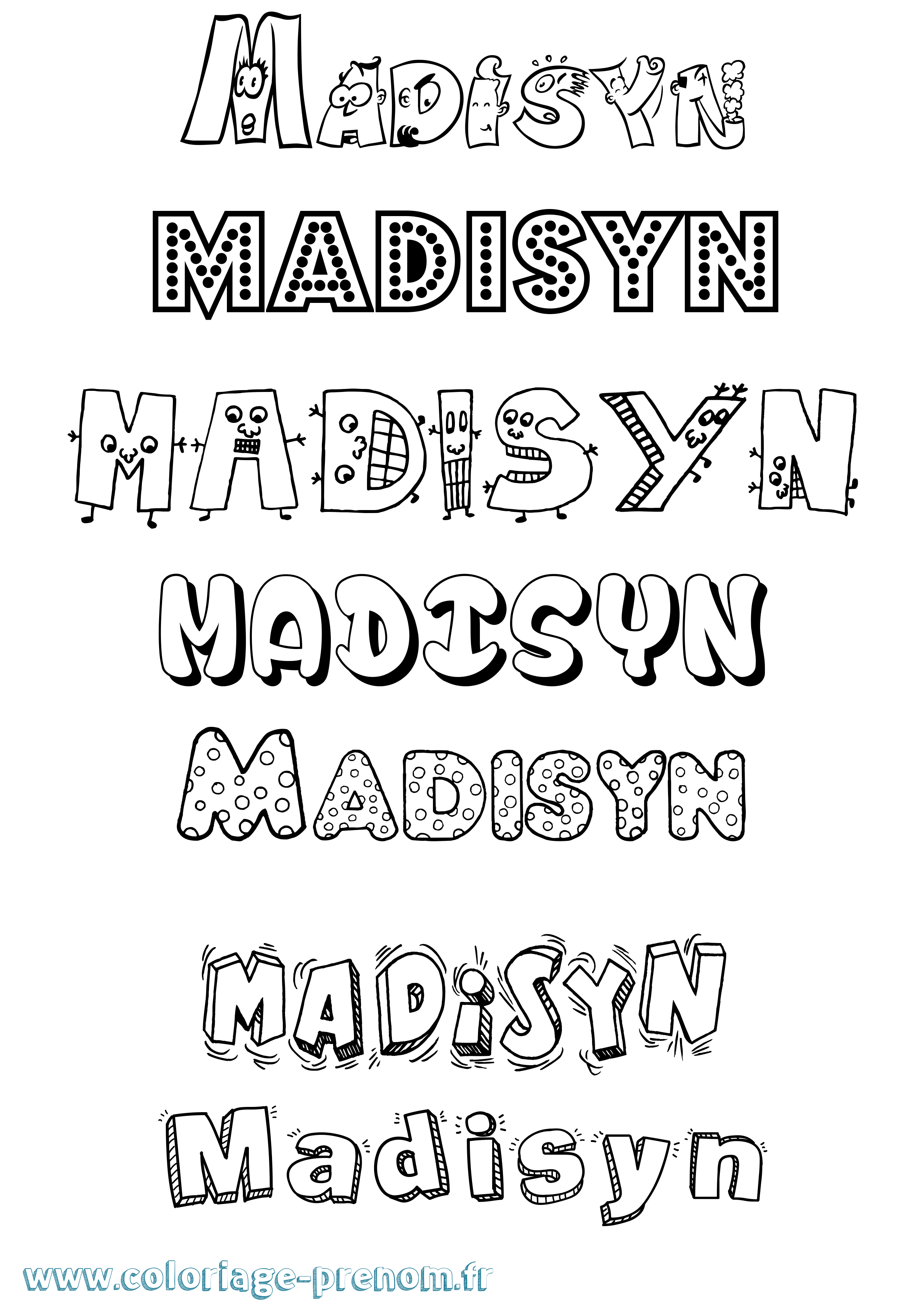 Coloriage prénom Madisyn Fun