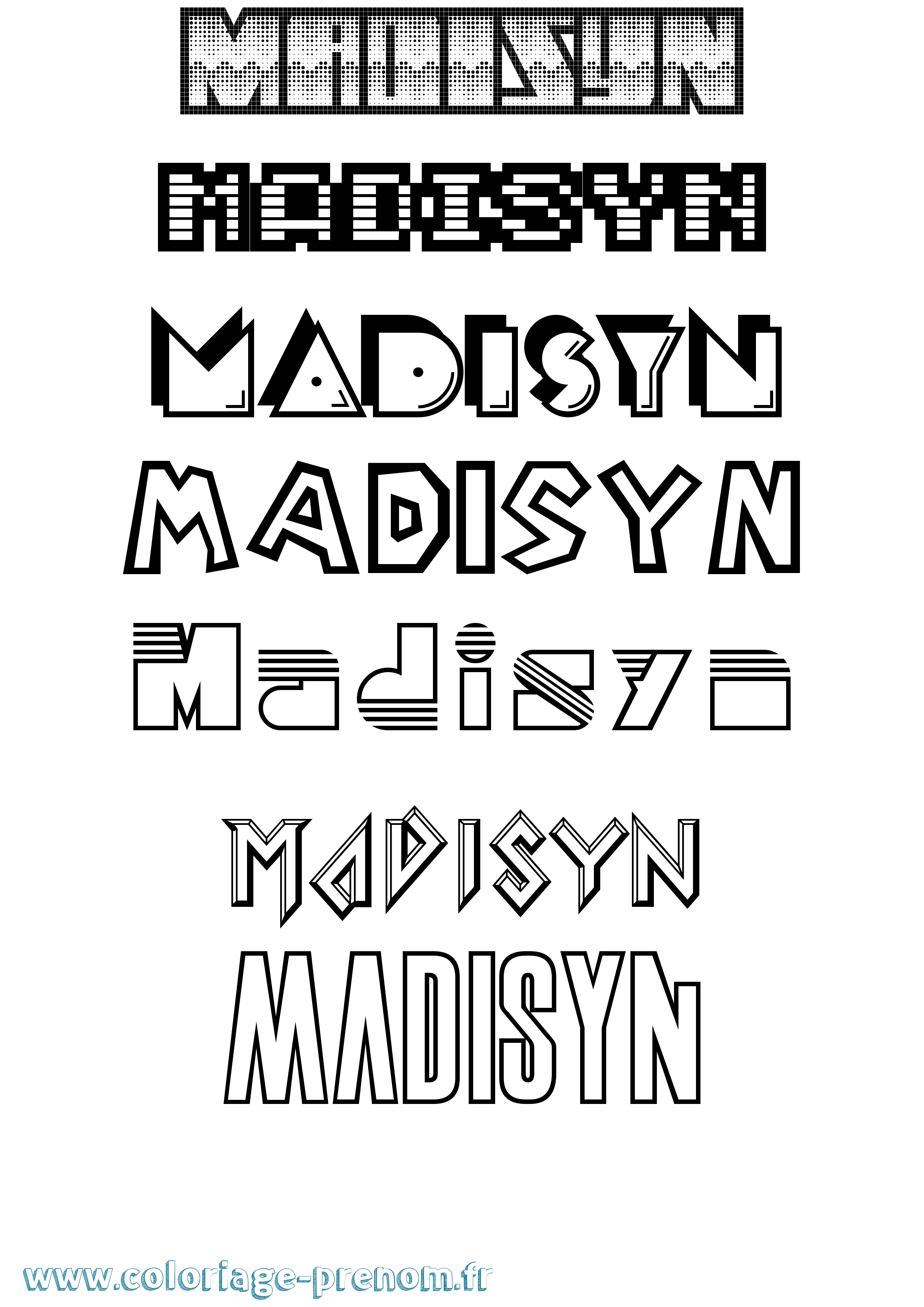 Coloriage prénom Madisyn Jeux Vidéos