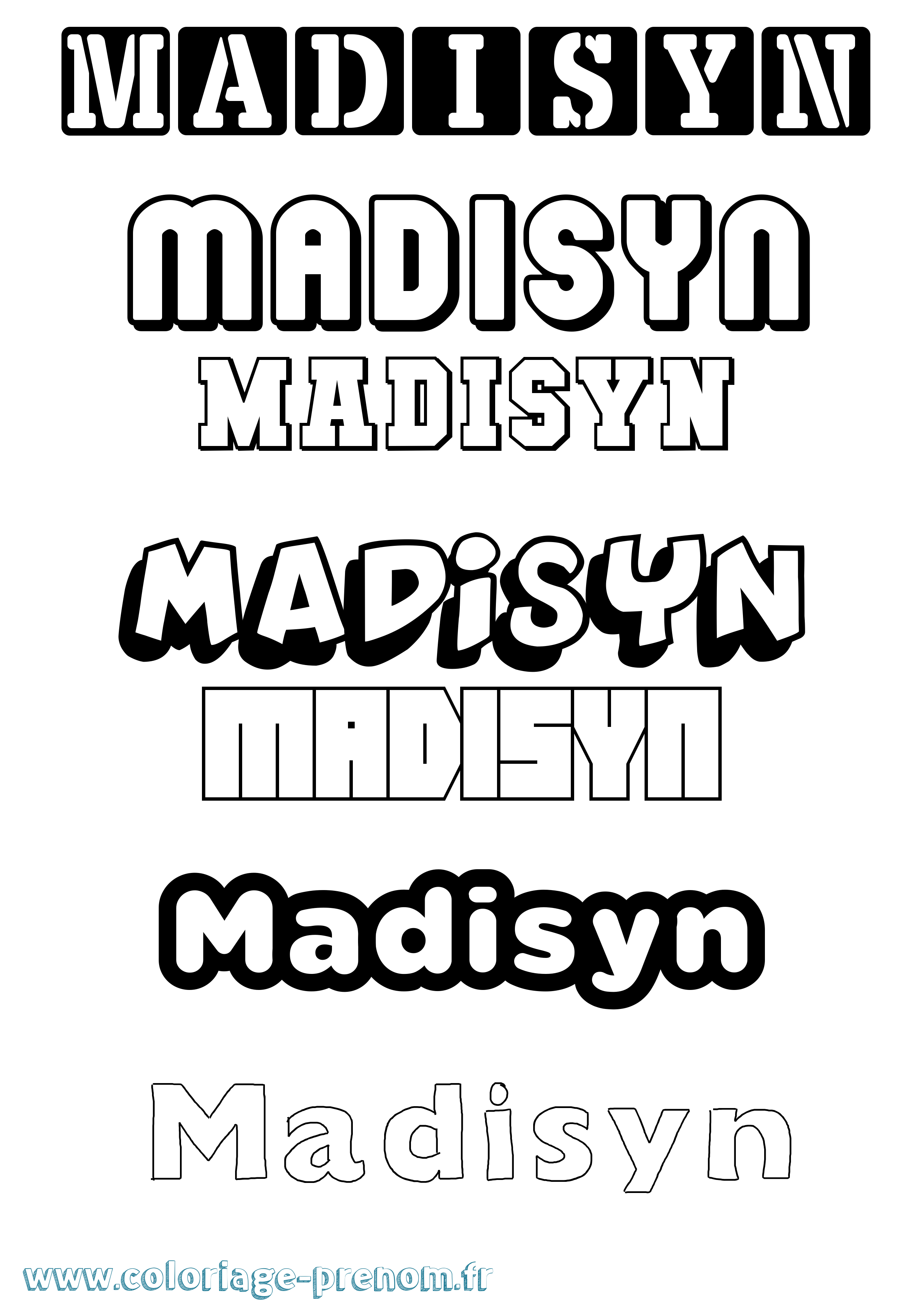 Coloriage prénom Madisyn Simple