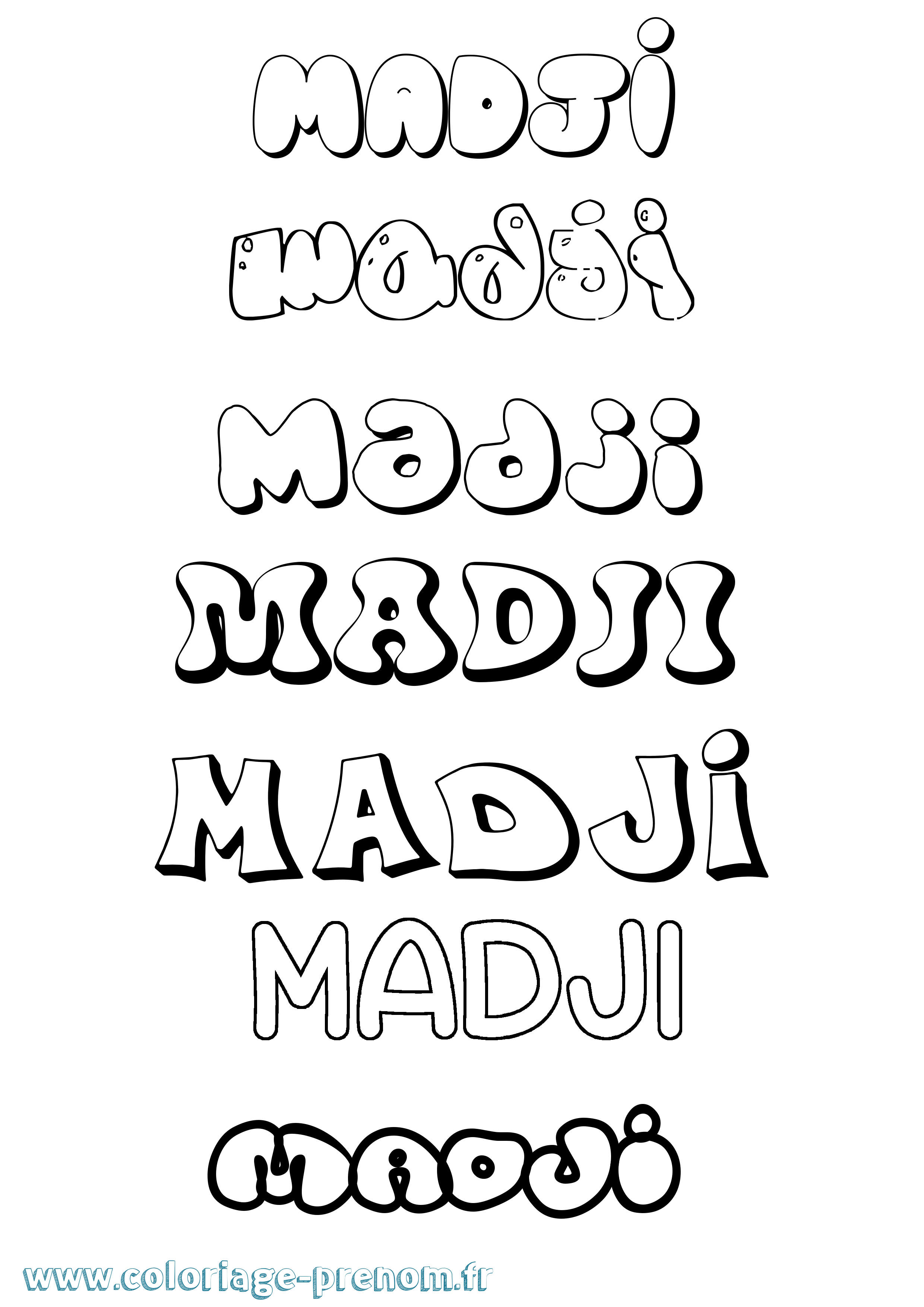 Coloriage prénom Madji Bubble