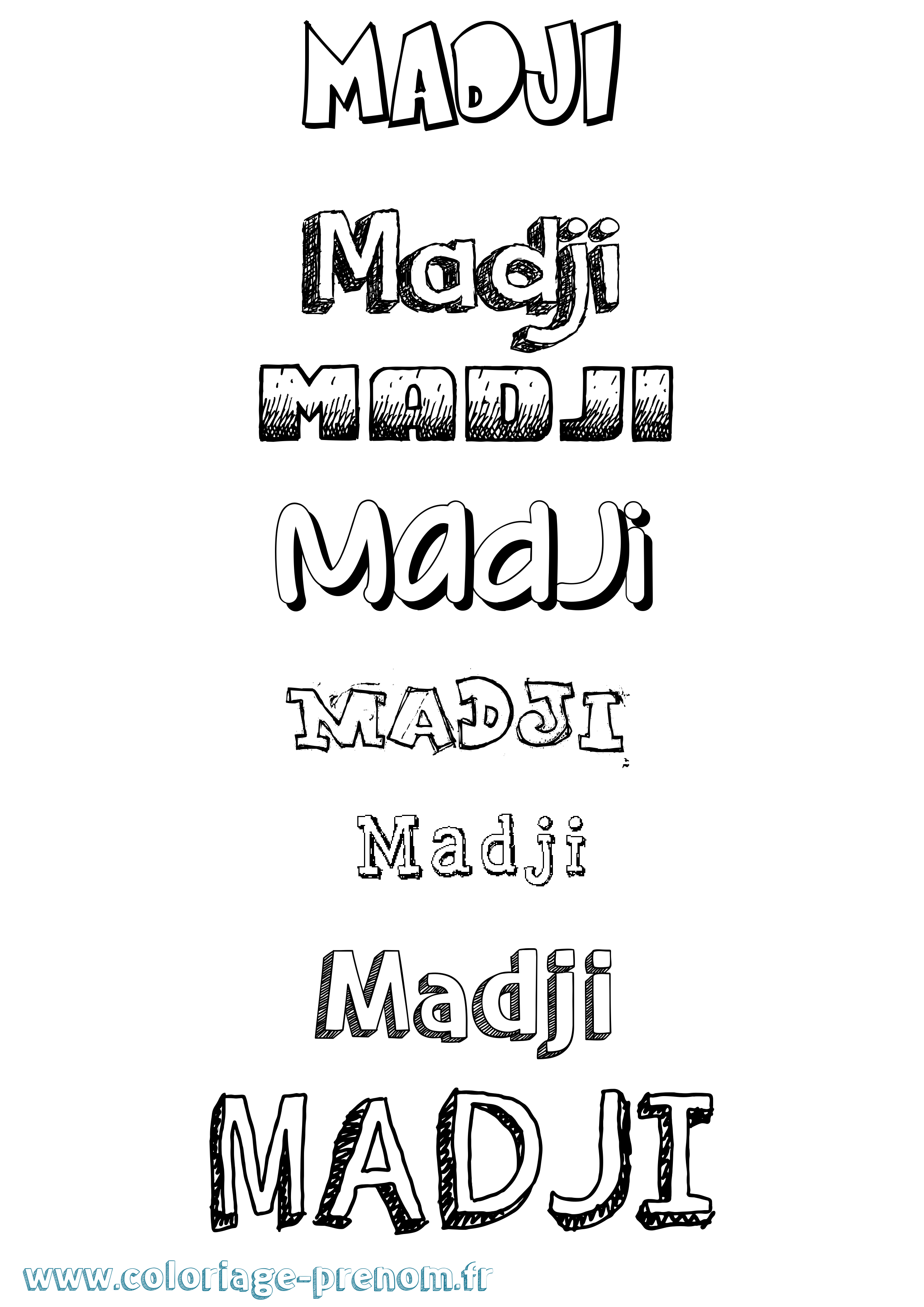 Coloriage prénom Madji Dessiné