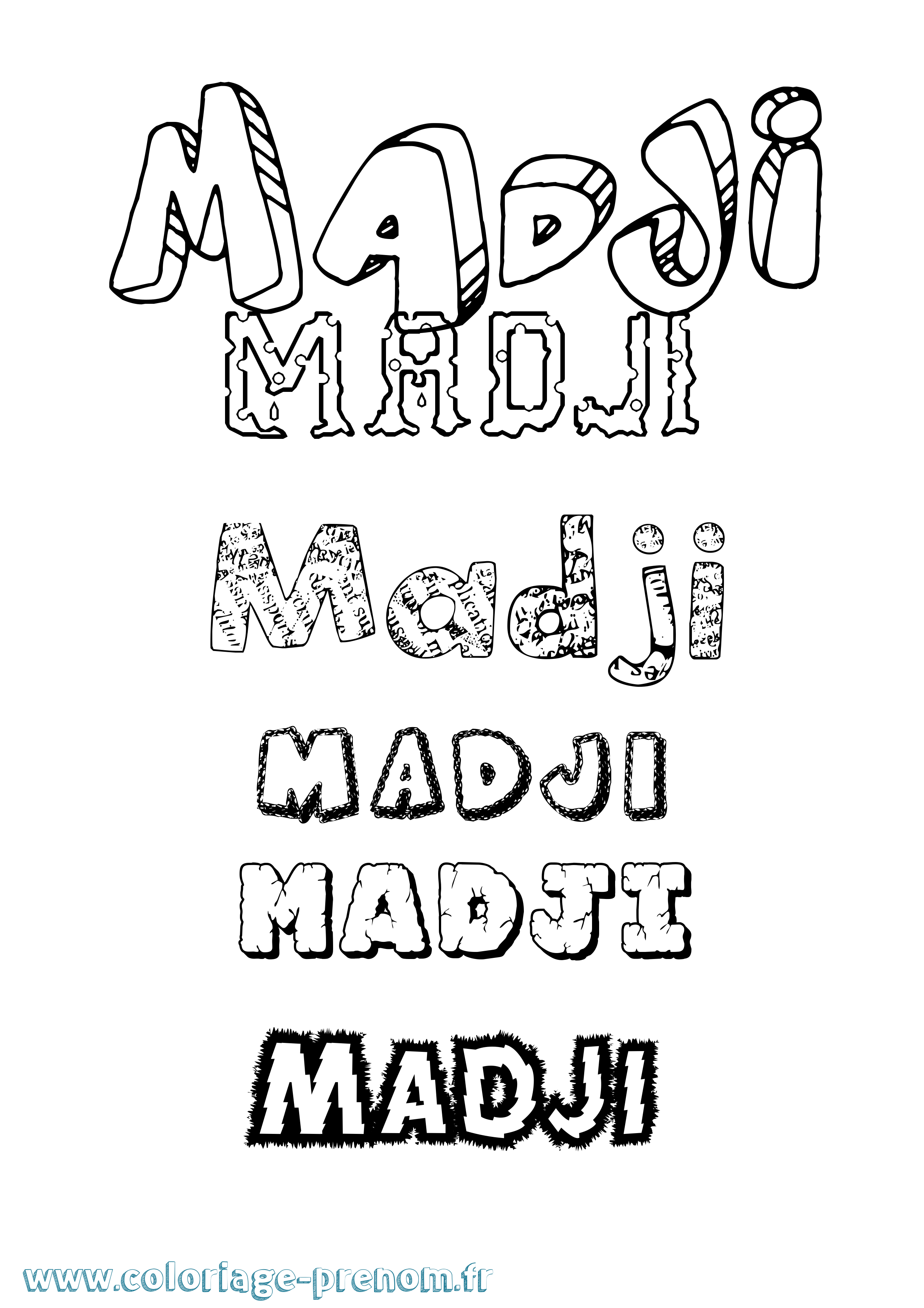 Coloriage prénom Madji Destructuré