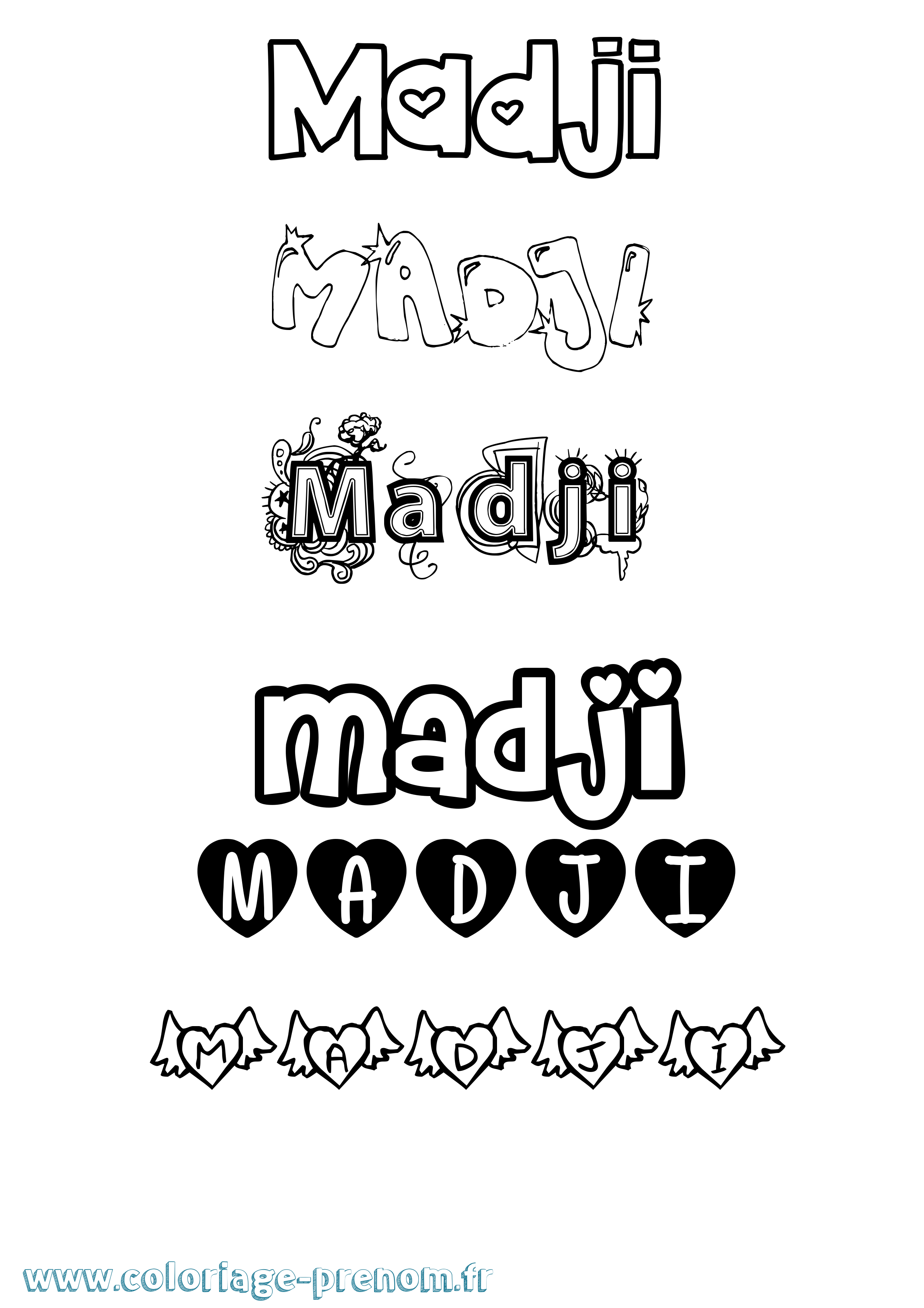 Coloriage prénom Madji Girly