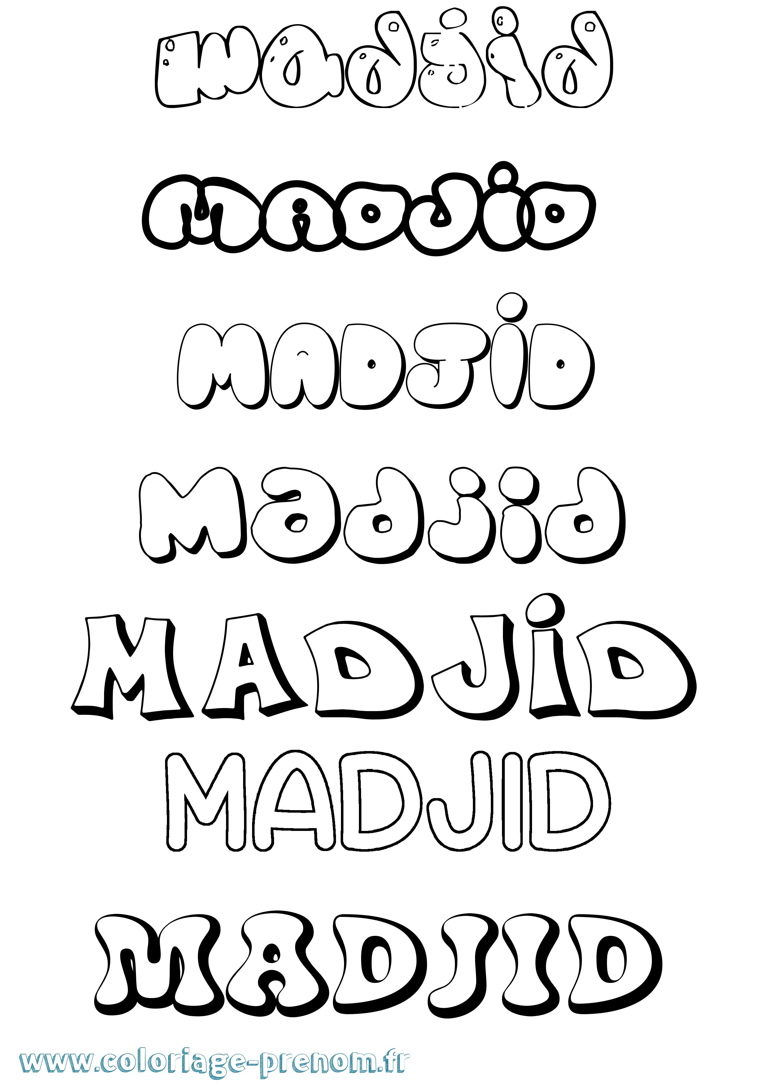 Coloriage Madjid Bubble Coloriage prénom Madjid Bubble