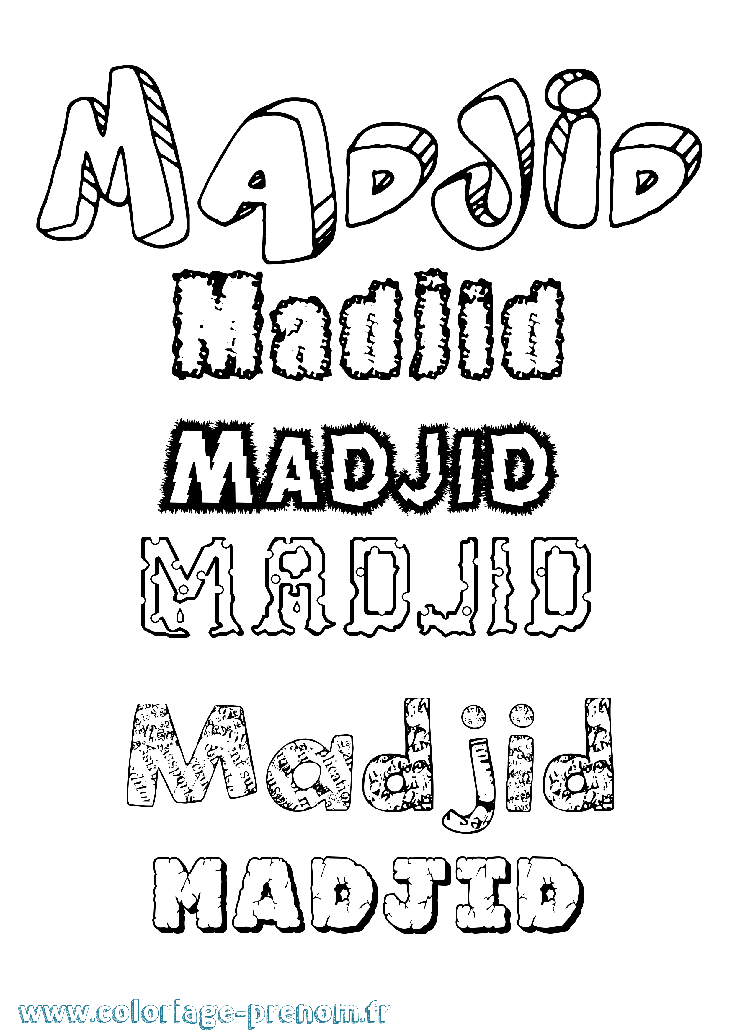 Coloriage Madjid Destructuré Coloriage prénom Madjid Destructuré