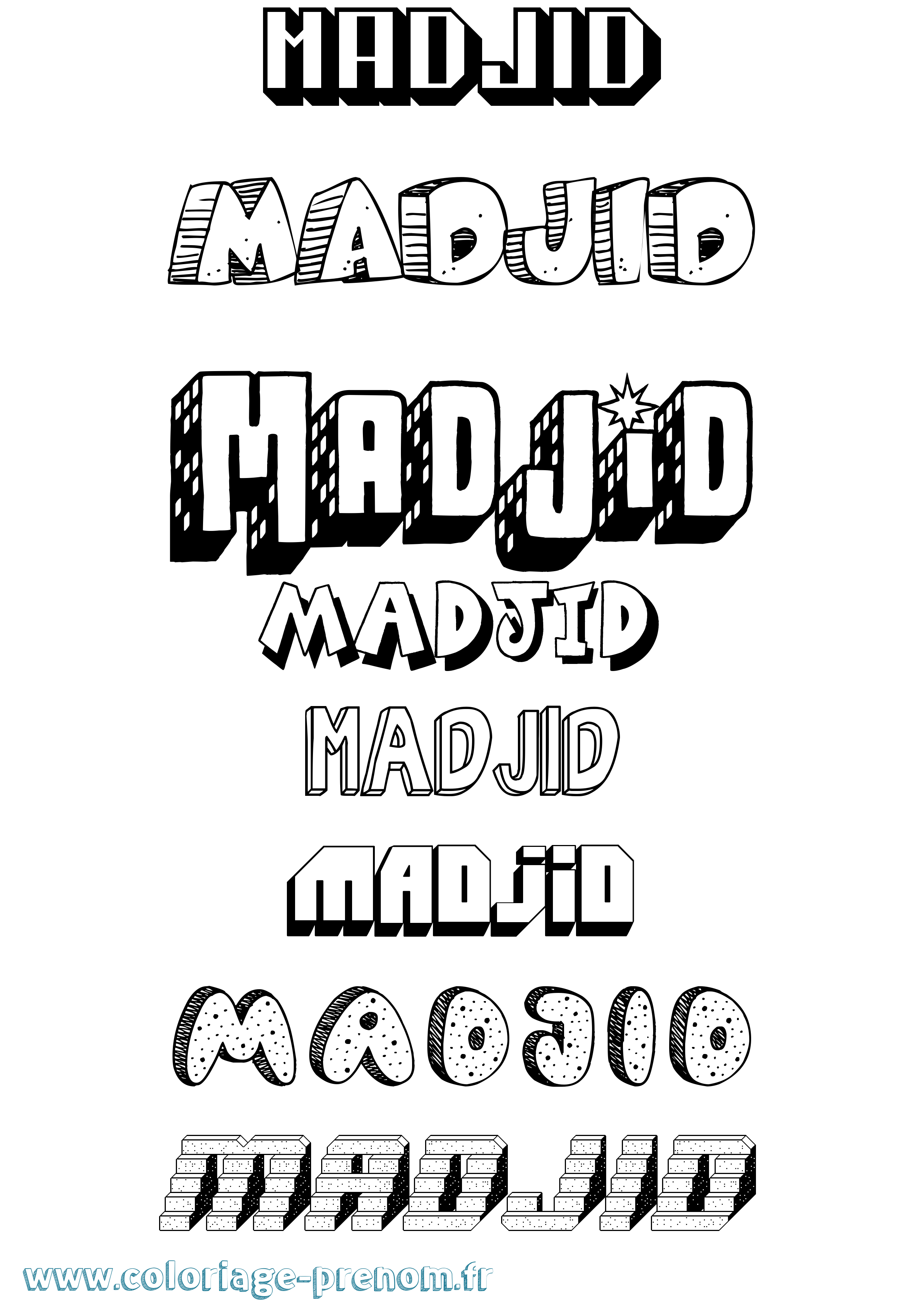 Coloriage Madjid Effet 3D Coloriage prénom Madjid Effet 3D