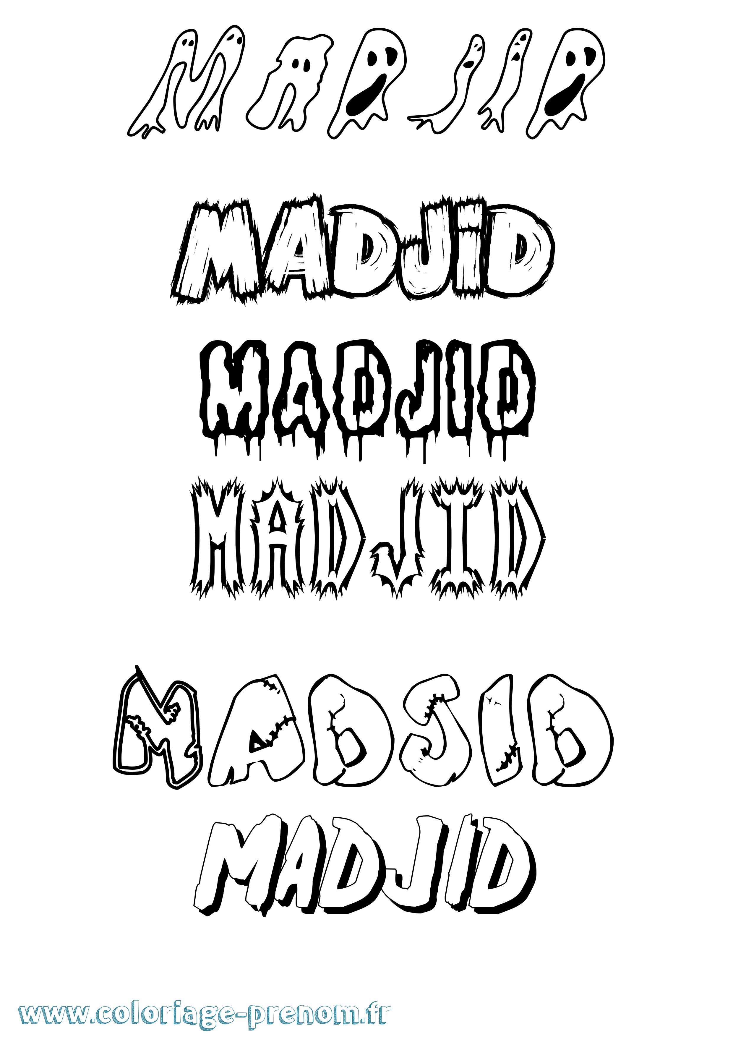 Coloriage Madjid Frisson Coloriage prénom Madjid Frisson