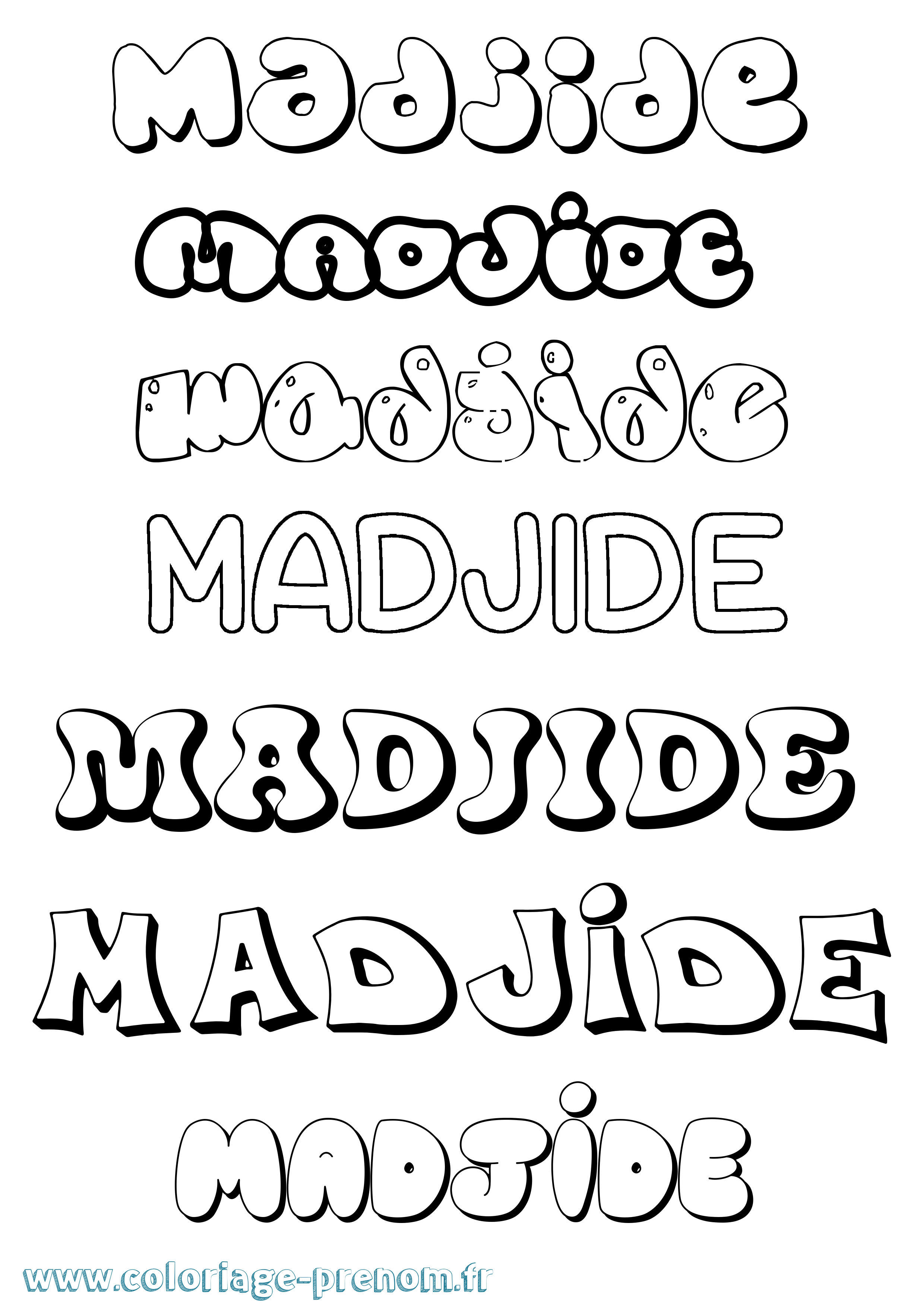 Coloriage prénom Madjide Bubble