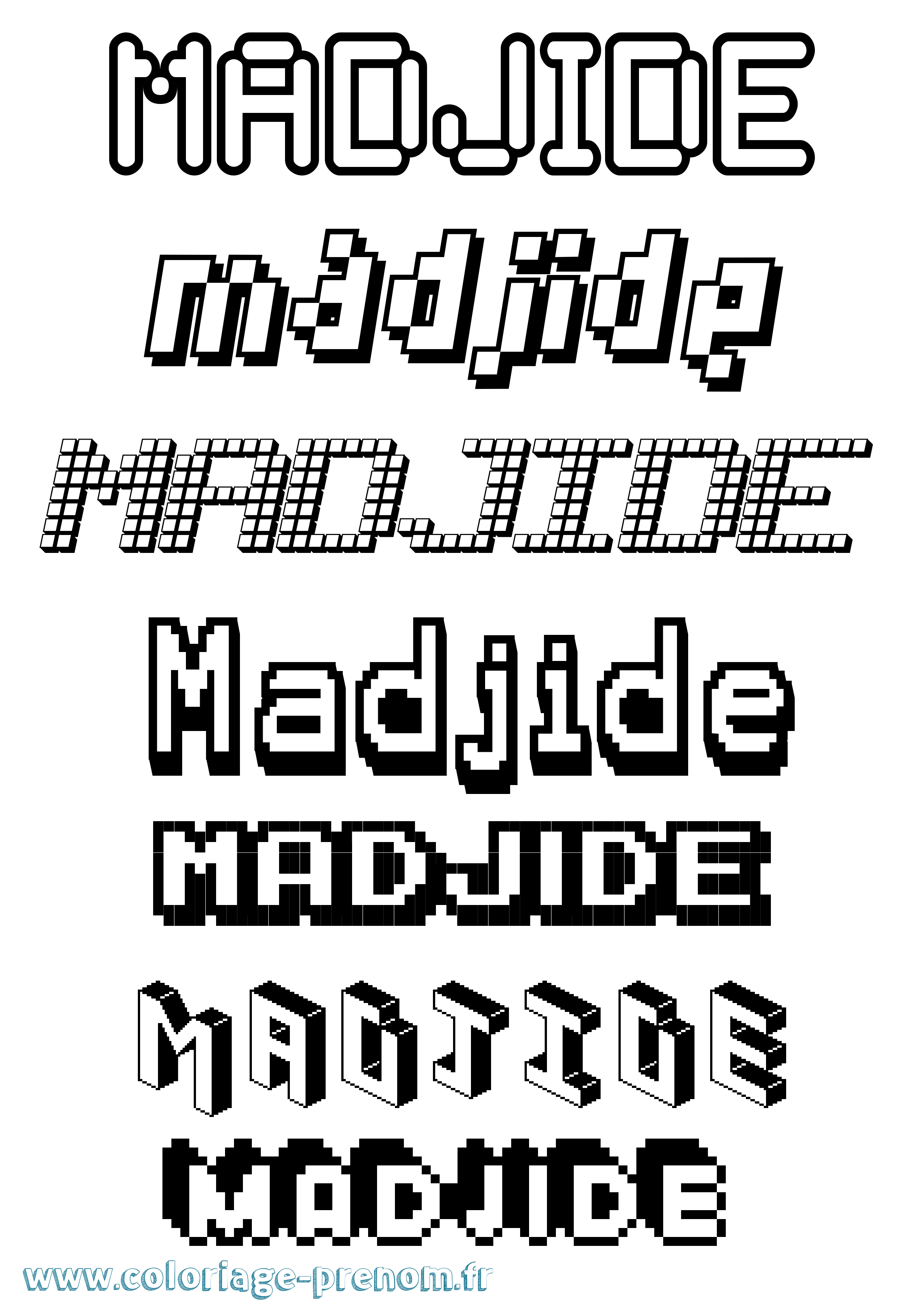 Coloriage prénom Madjide Pixel
