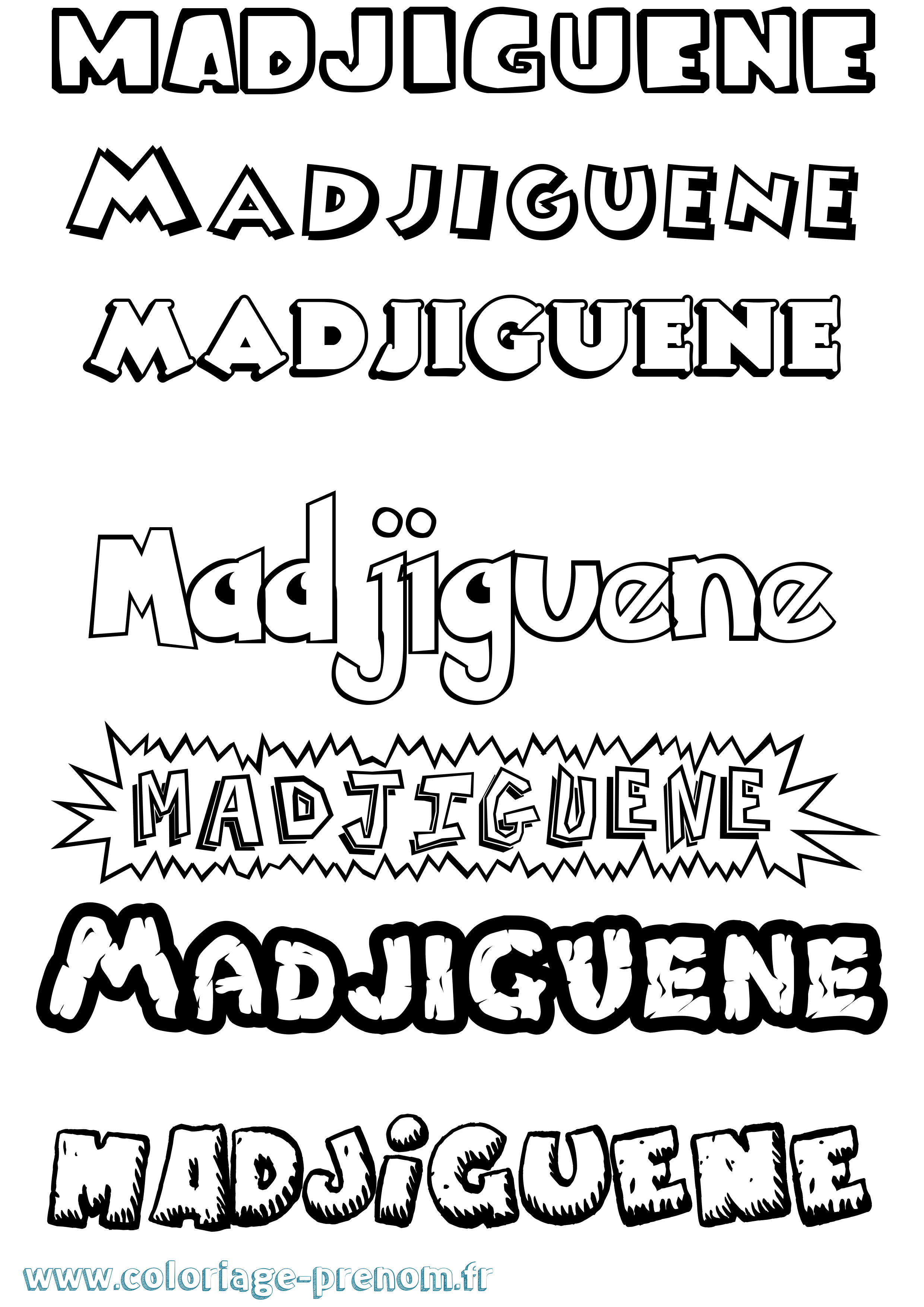 Coloriage prénom Madjiguene Dessin Animé