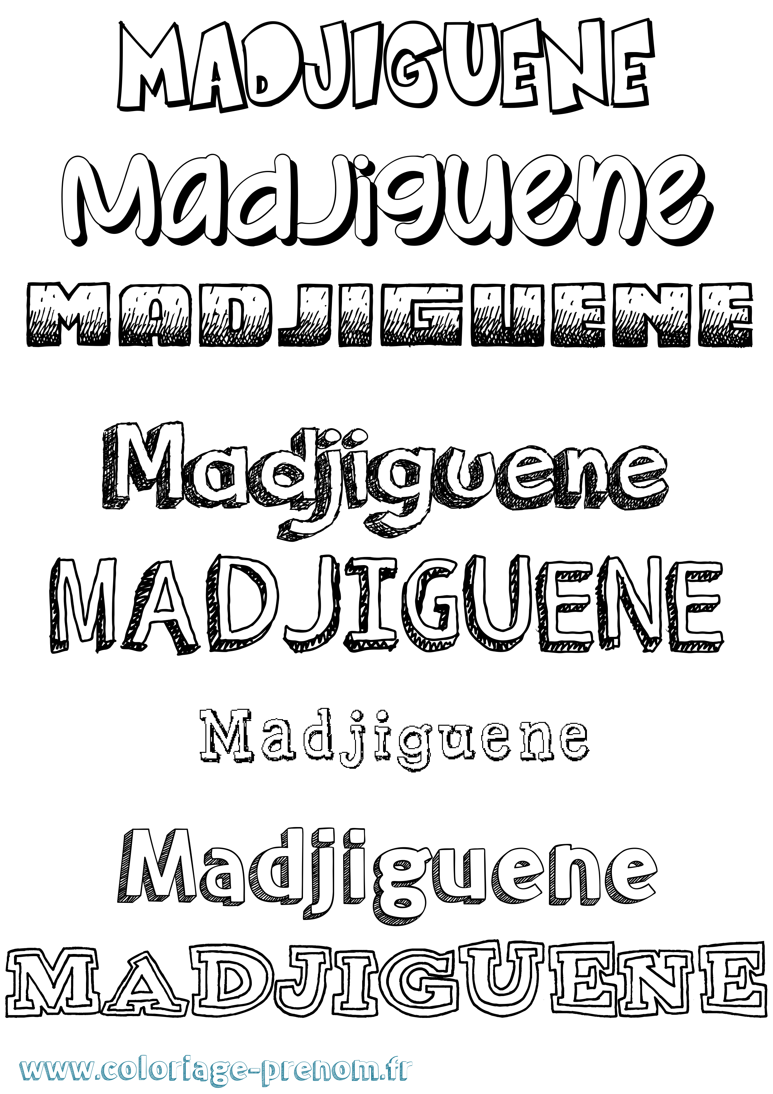 Coloriage prénom Madjiguene Dessiné