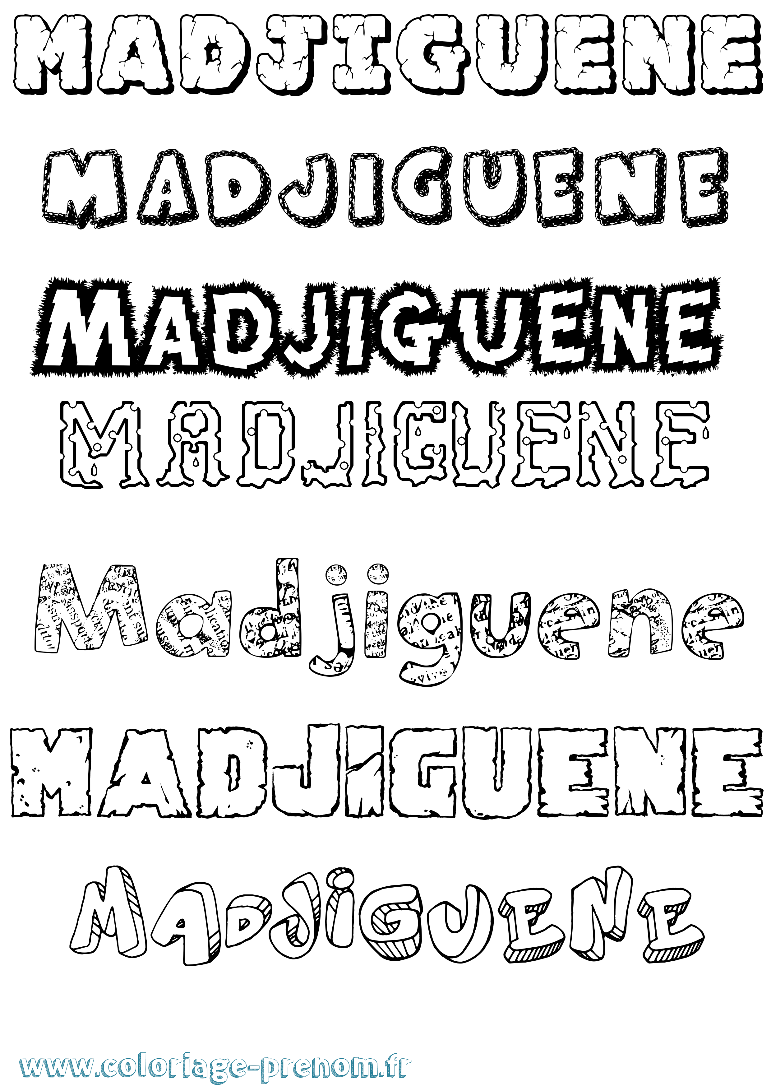 Coloriage prénom Madjiguene Destructuré