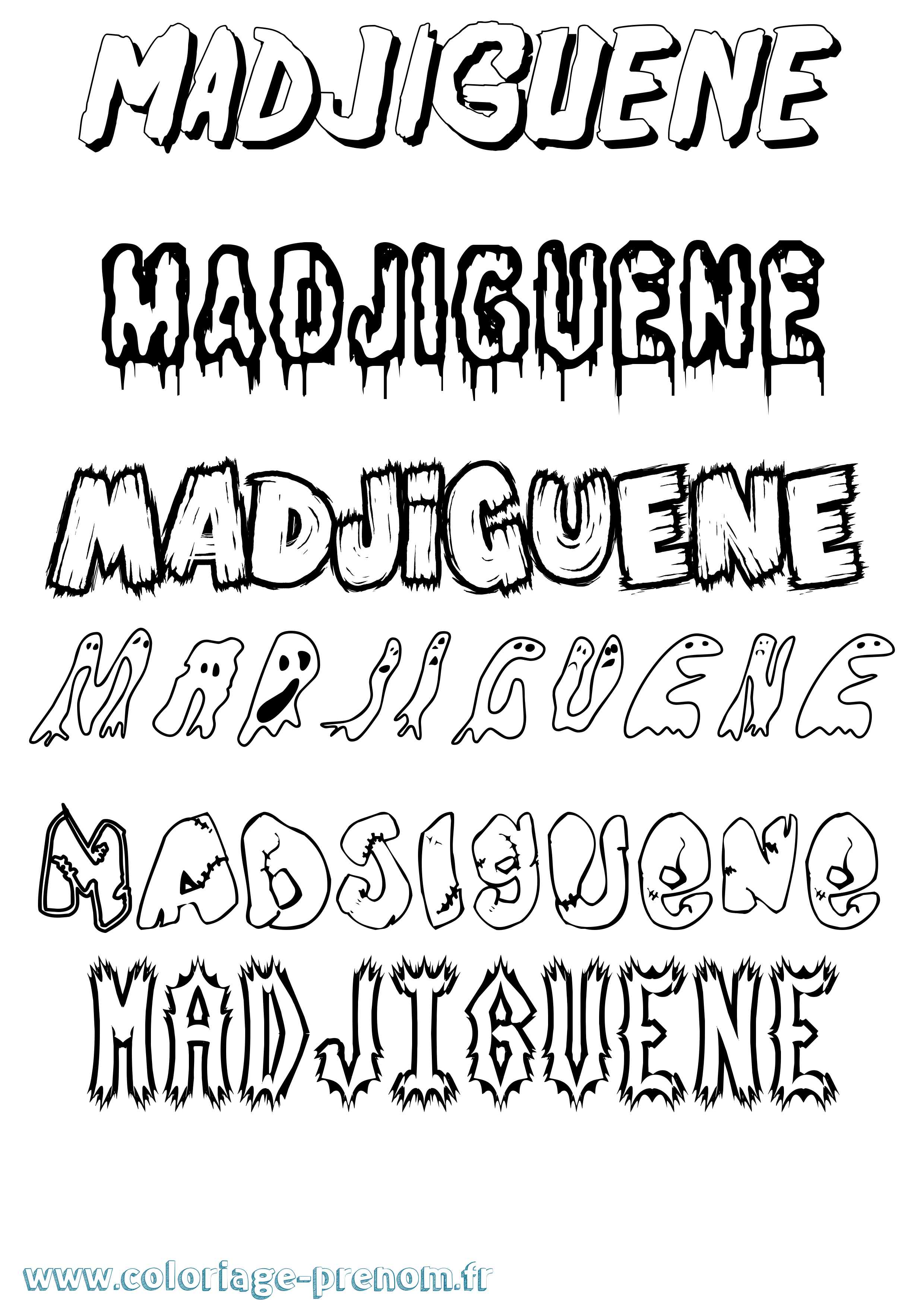 Coloriage prénom Madjiguene Frisson