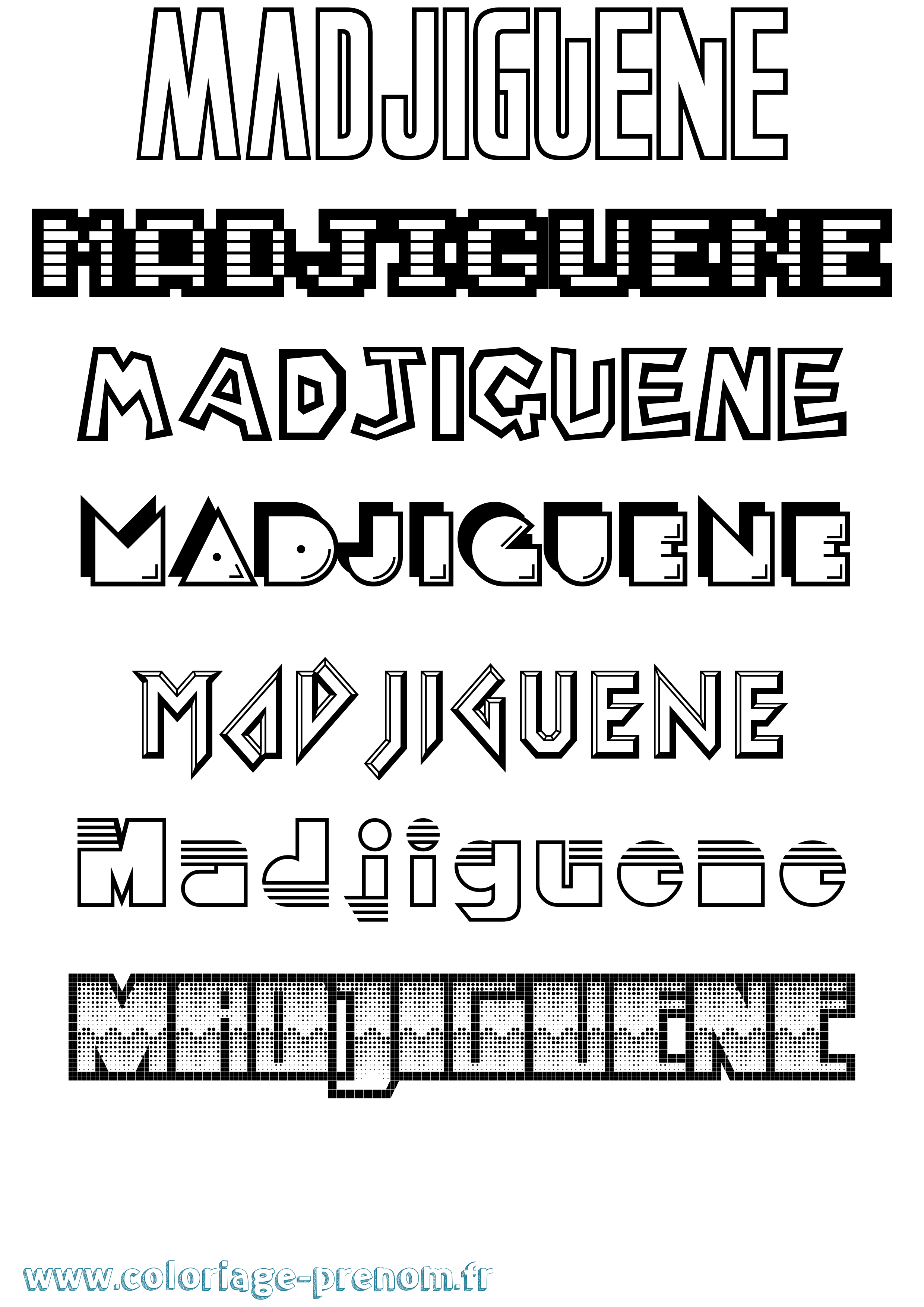 Coloriage prénom Madjiguene Jeux Vidéos