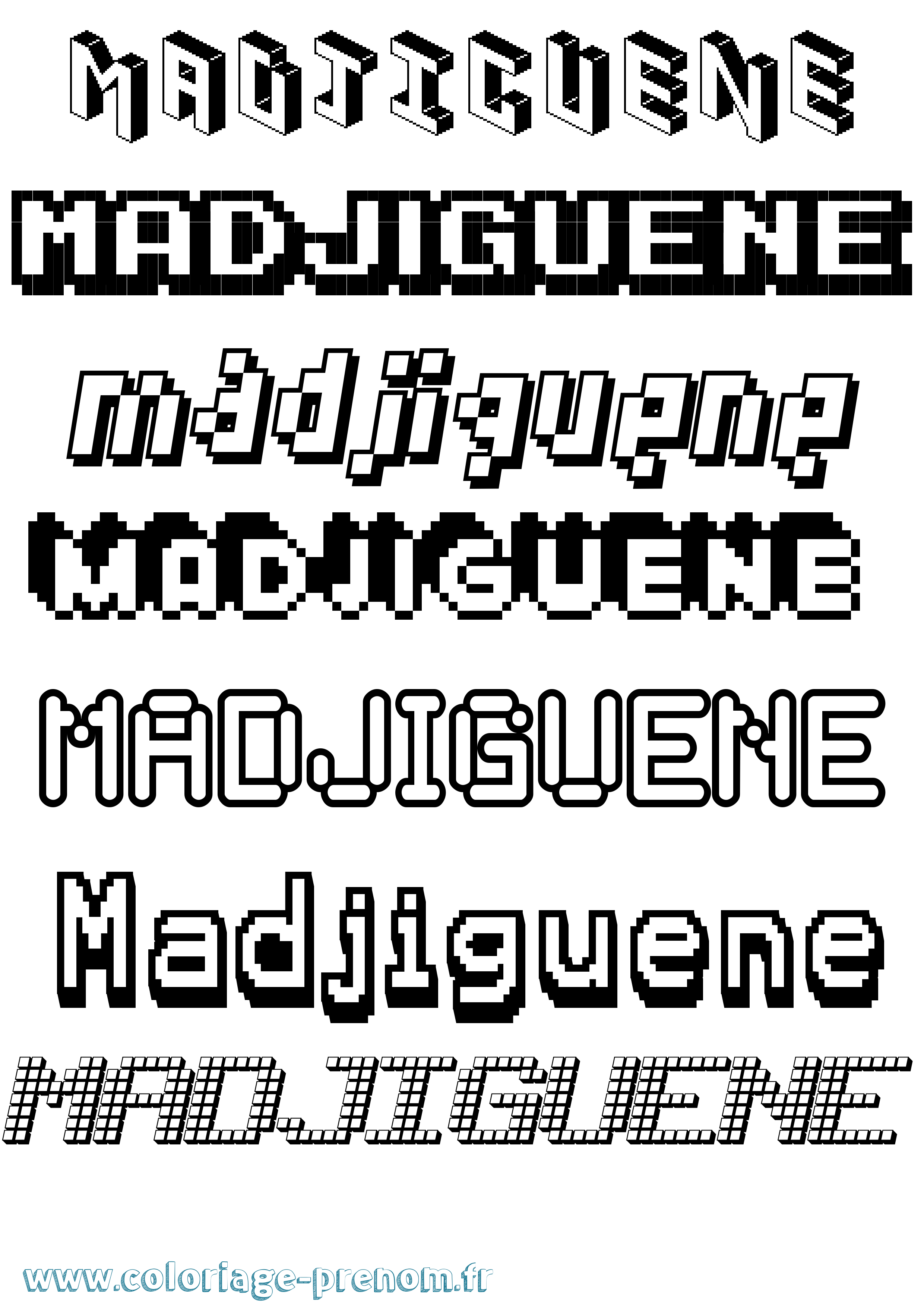 Coloriage prénom Madjiguene Pixel