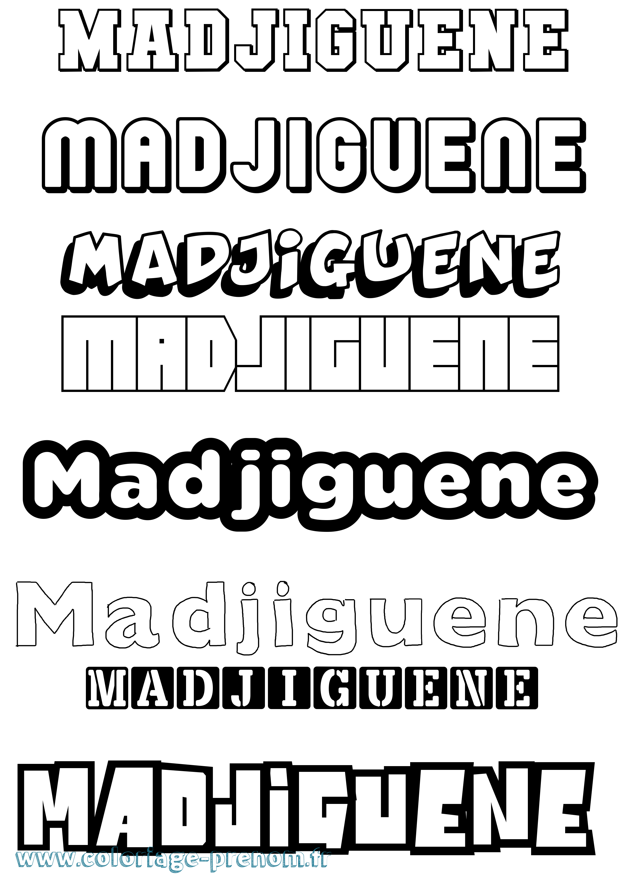 Coloriage prénom Madjiguene Simple