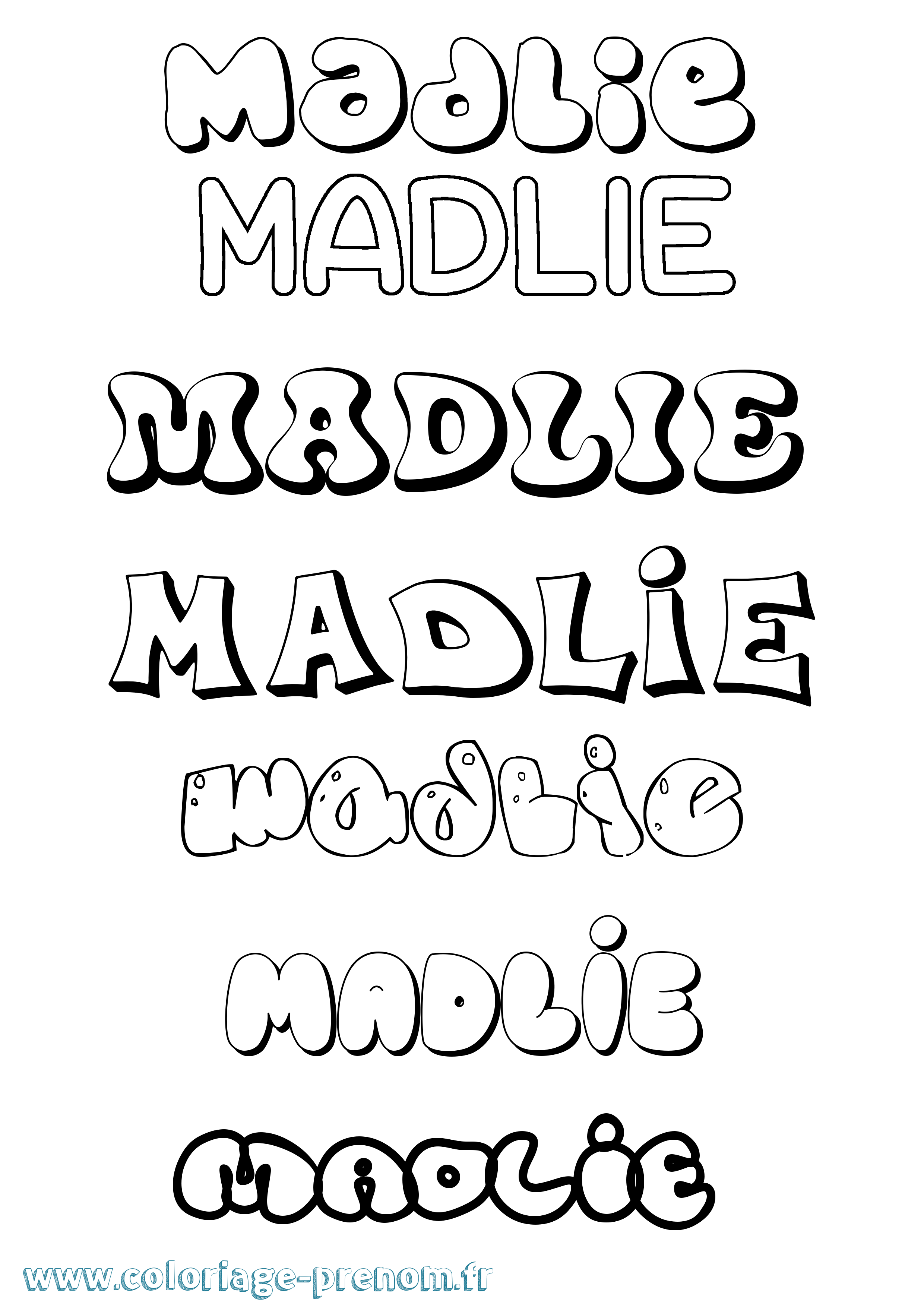 Coloriage Madlie Bubble Coloriage prénom Madlie Bubble