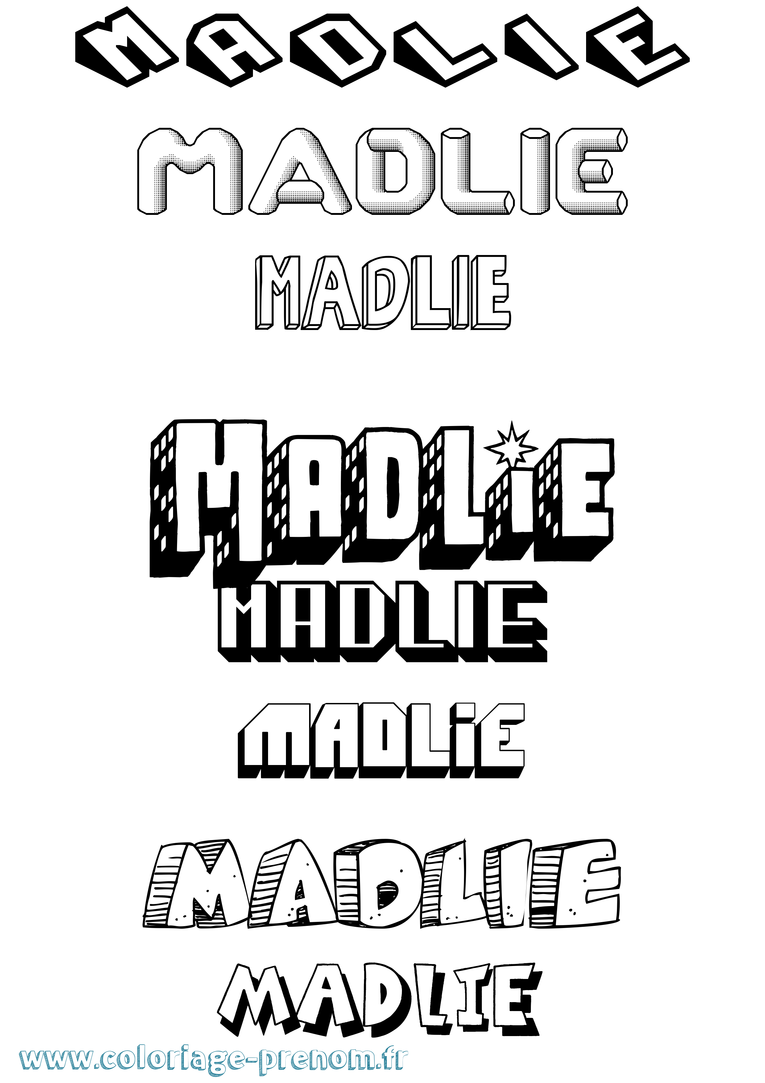 Coloriage Madlie Effet 3D Coloriage prénom Madlie Effet 3D