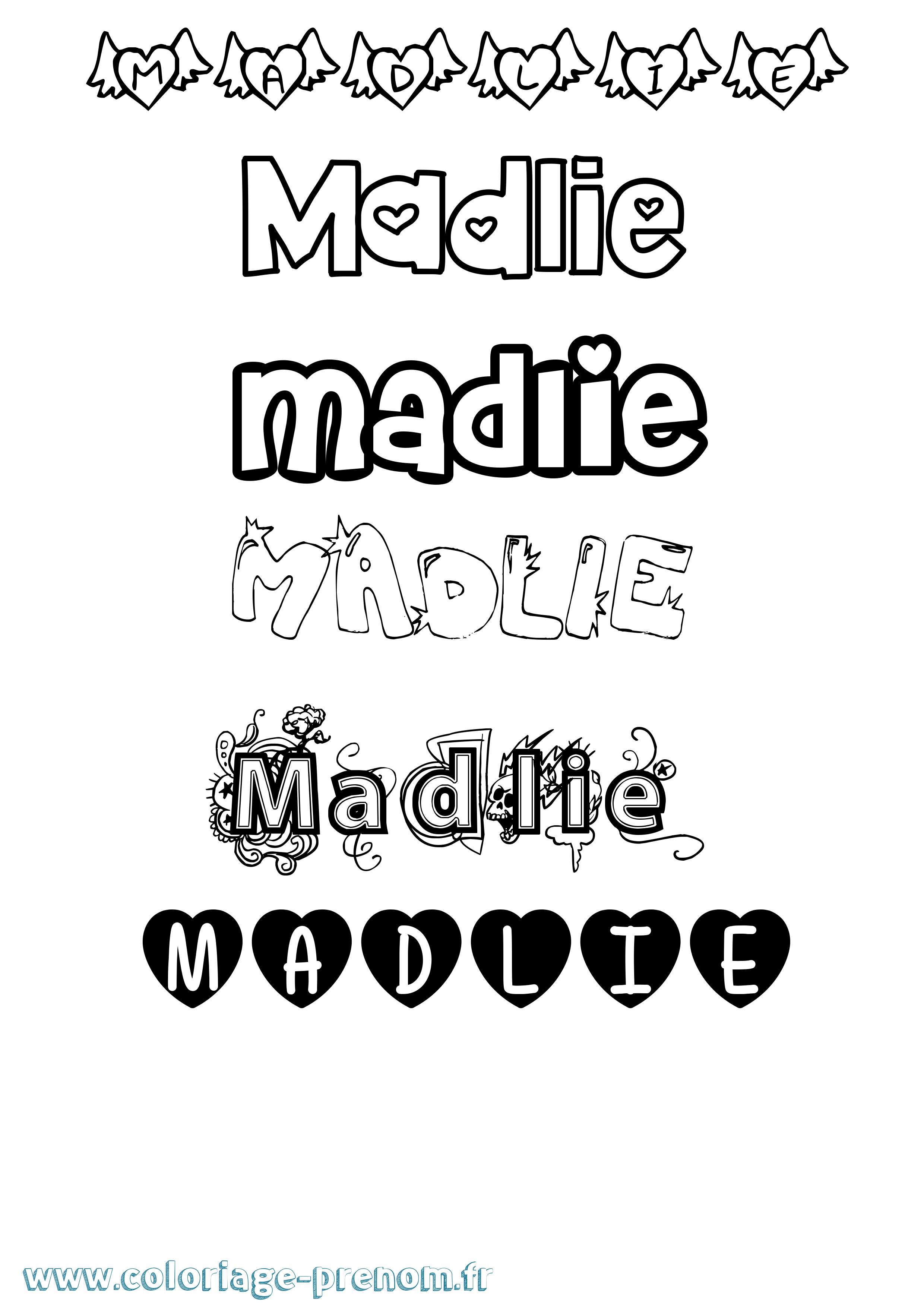 Coloriage Madlie Girly Coloriage prénom Madlie Girly