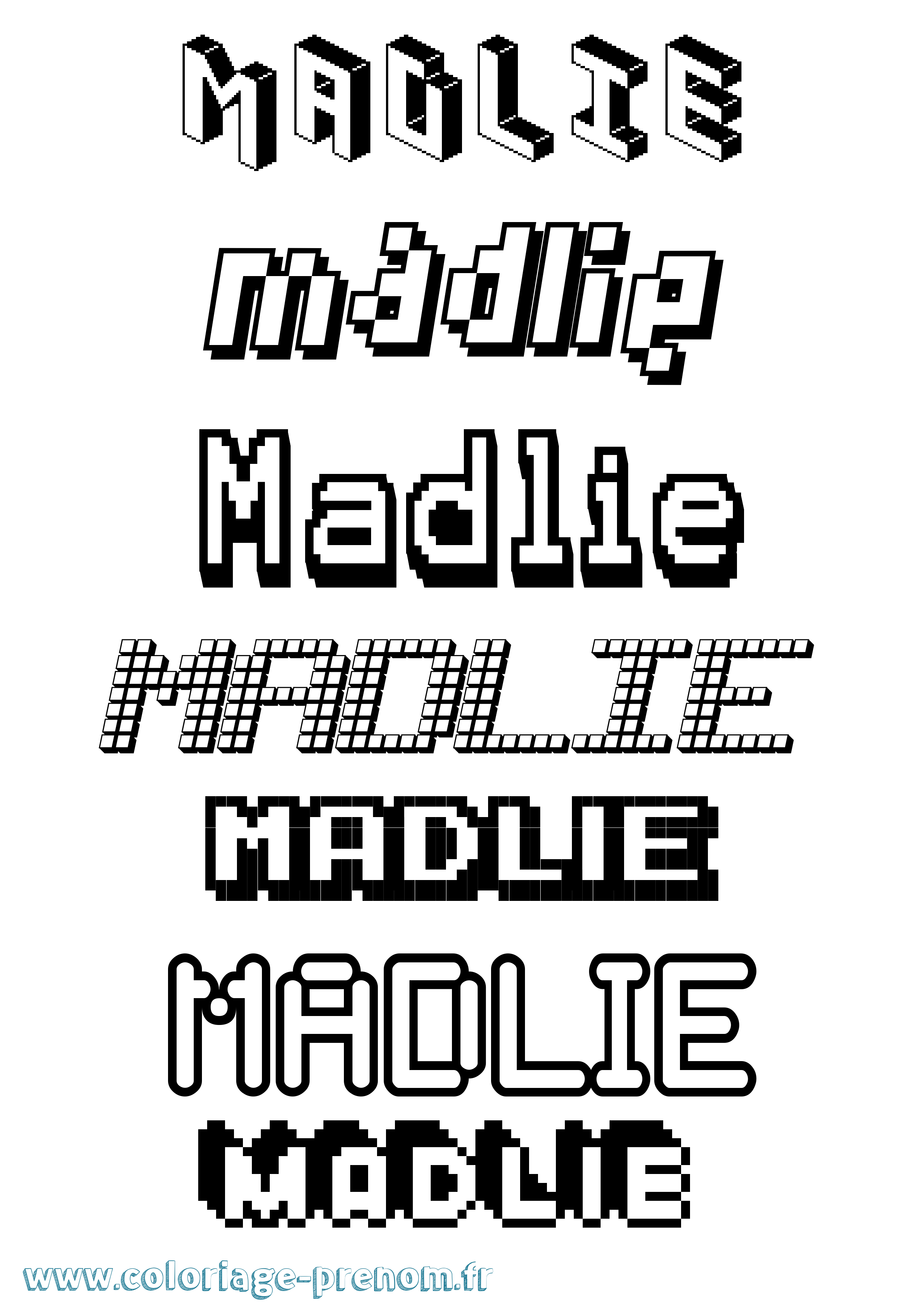 Coloriage Madlie Pixel Coloriage prénom Madlie Pixel
