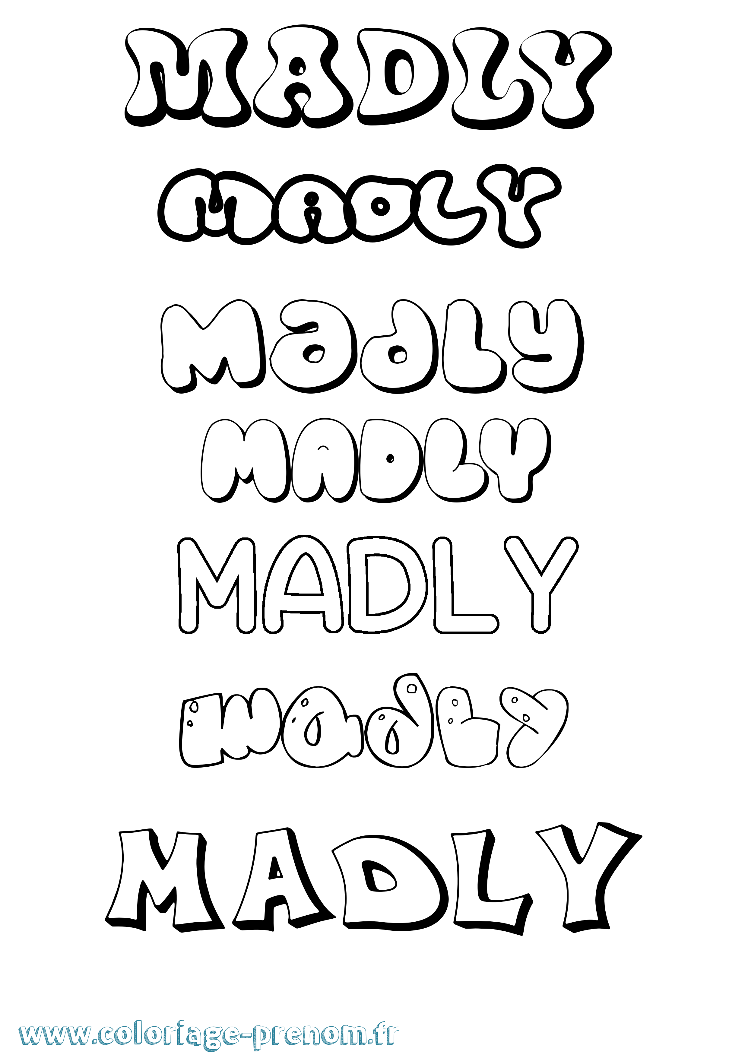 Coloriage prénom Madly Bubble