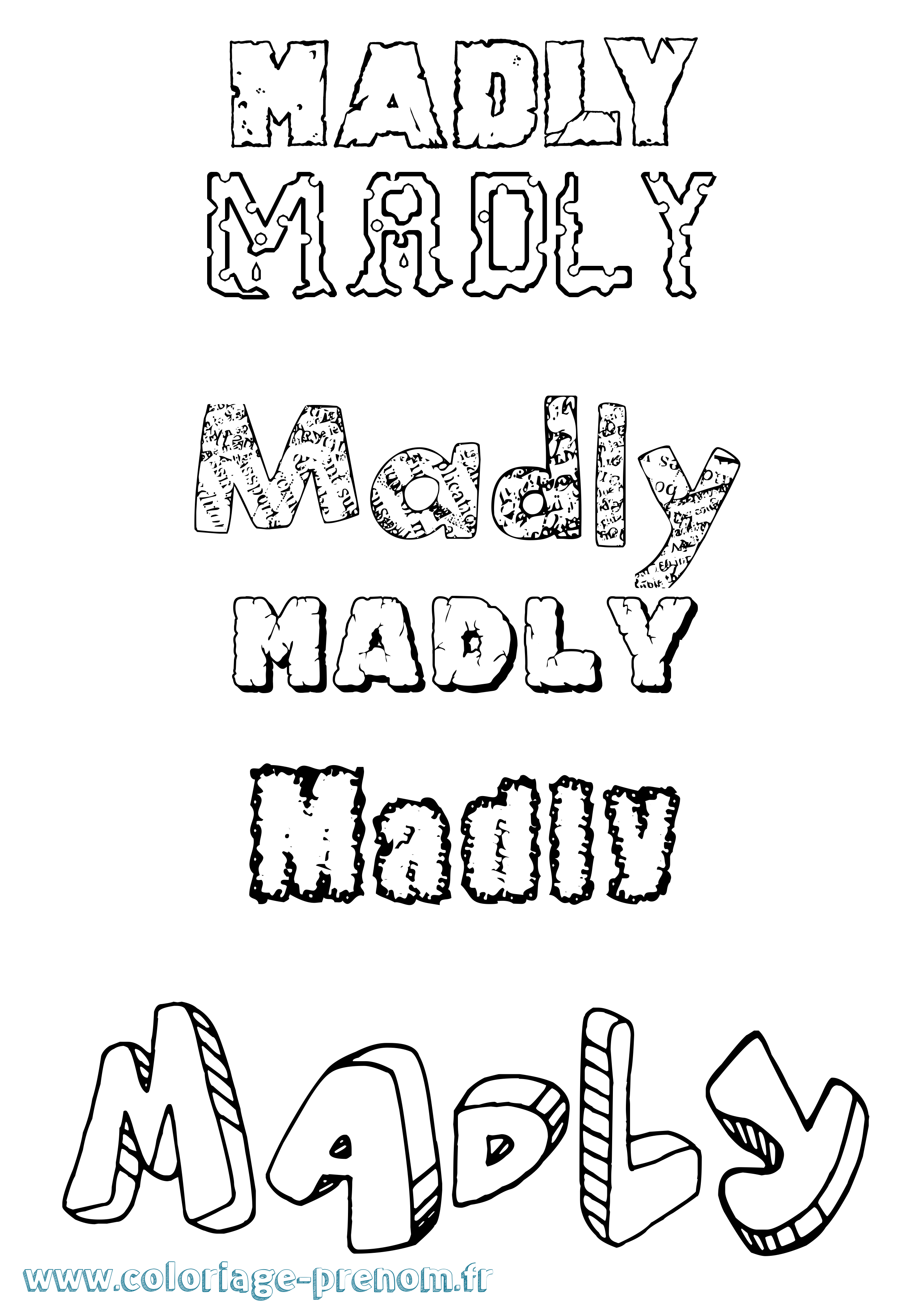 Coloriage Madly Destructuré Coloriage prénom Madly Destructuré