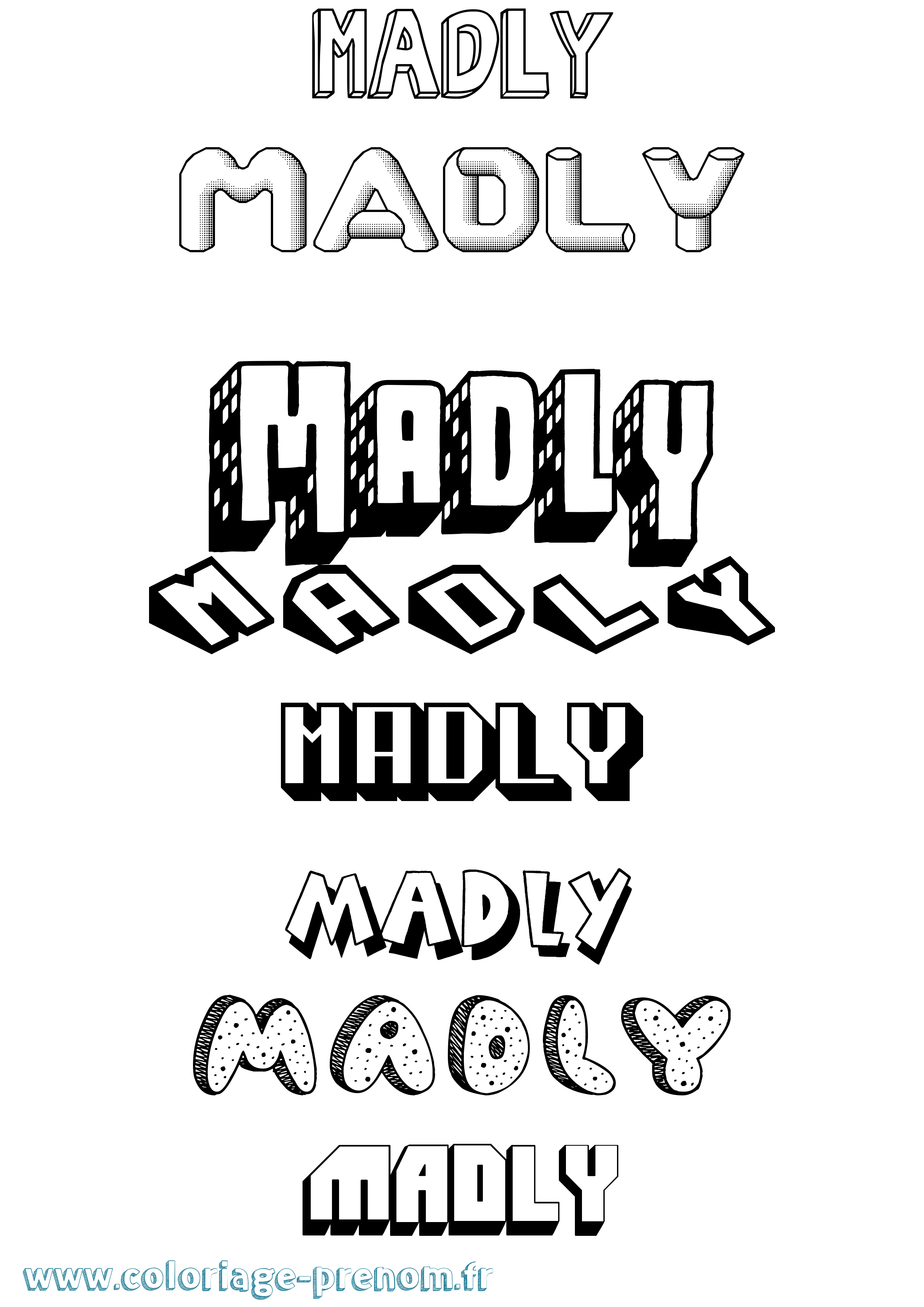 Coloriage Madly Effet 3D Coloriage prénom Madly Effet 3D
