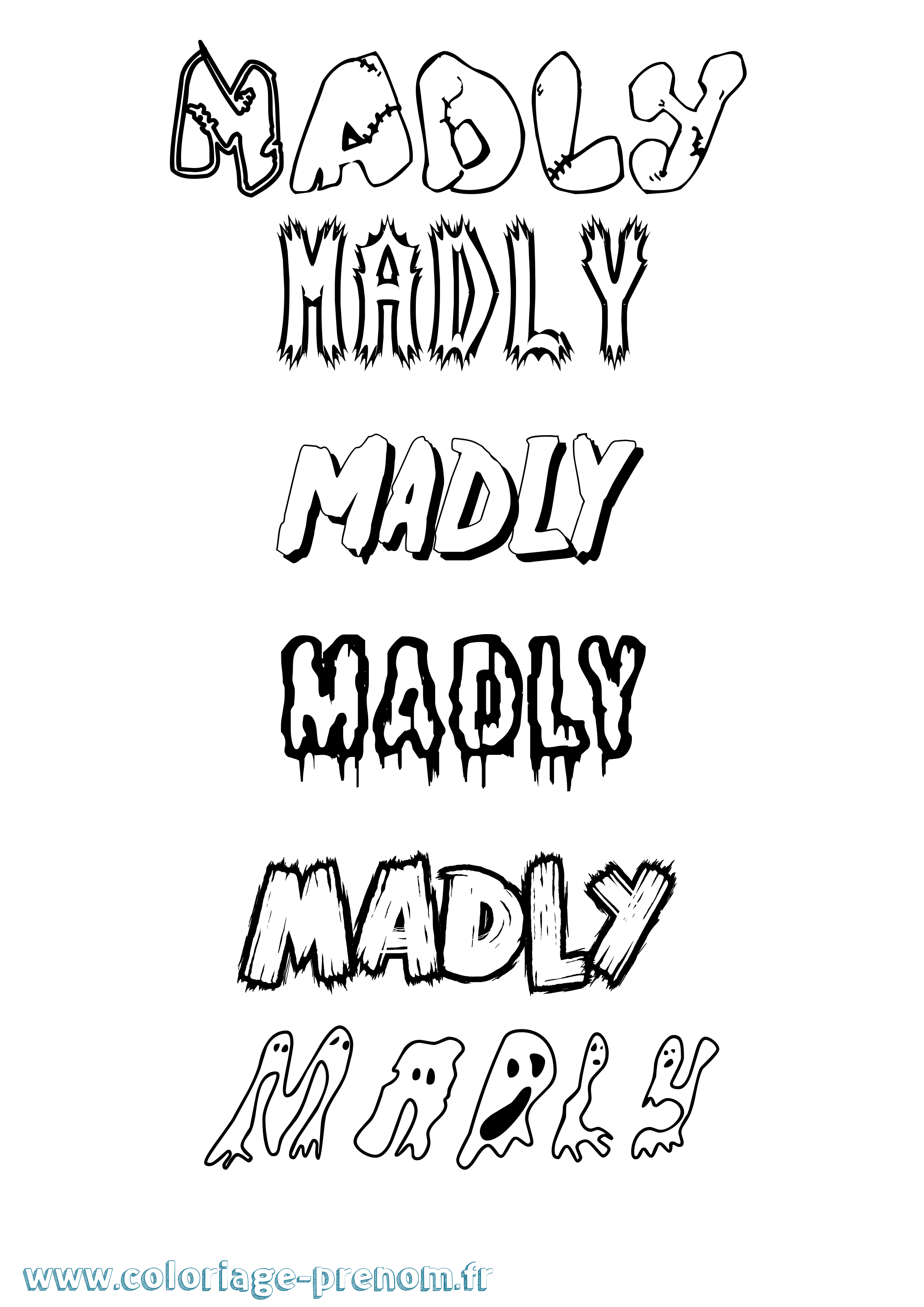 Coloriage prénom Madly Frisson