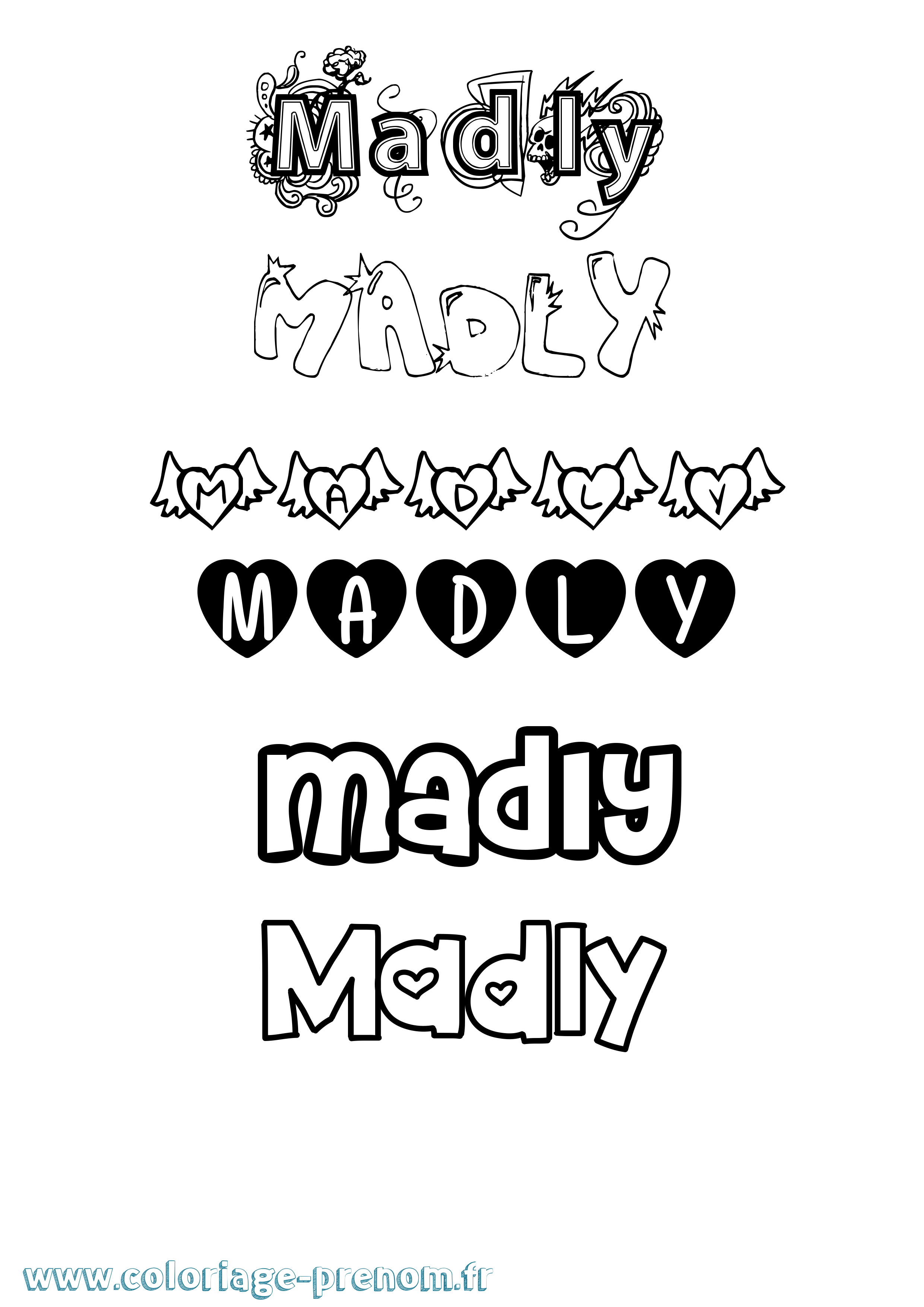 Coloriage Madly Girly Coloriage prénom Madly Girly