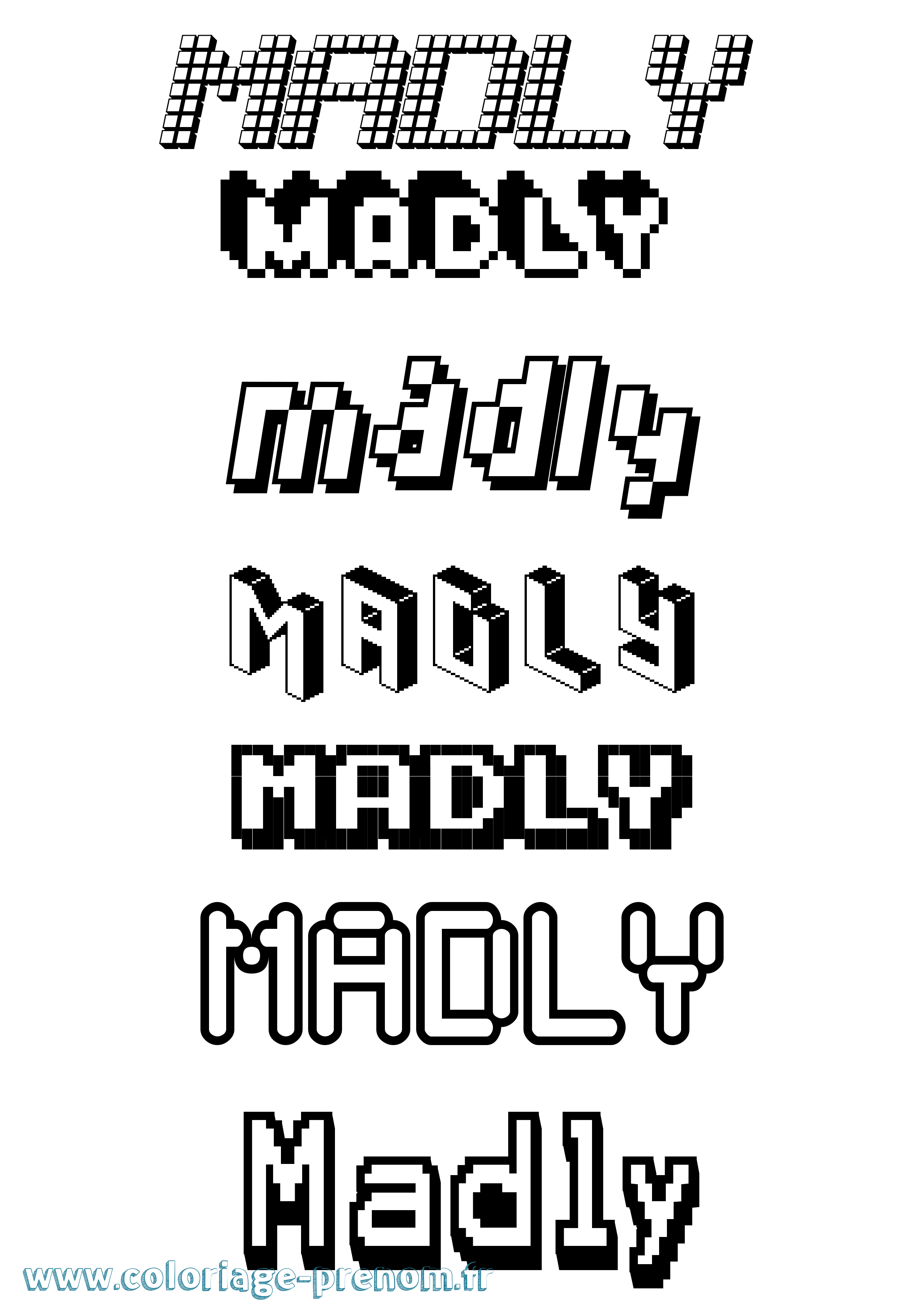 Coloriage Madly Pixel Coloriage prénom Madly Pixel