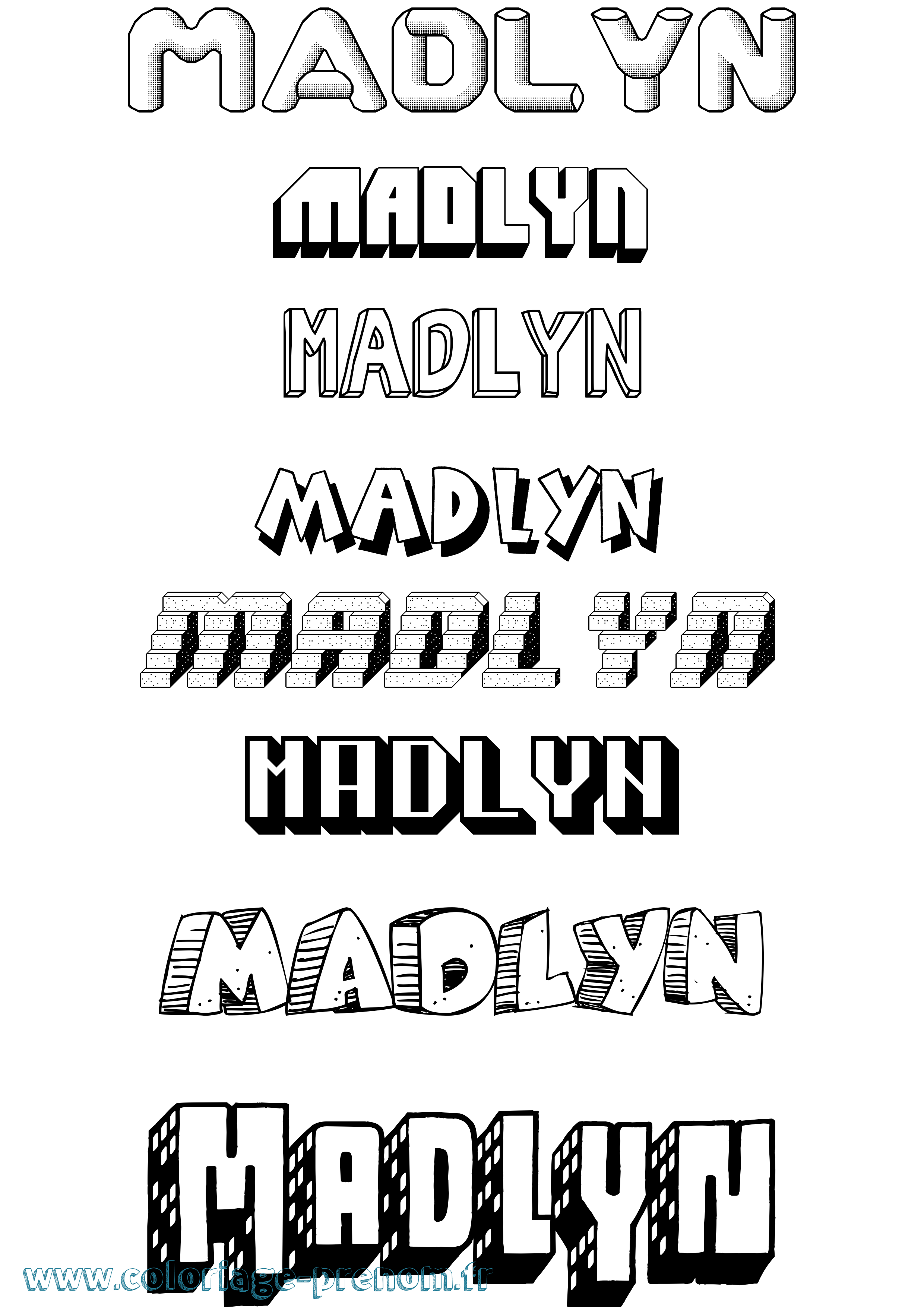 Coloriage prénom Madlyn Effet 3D