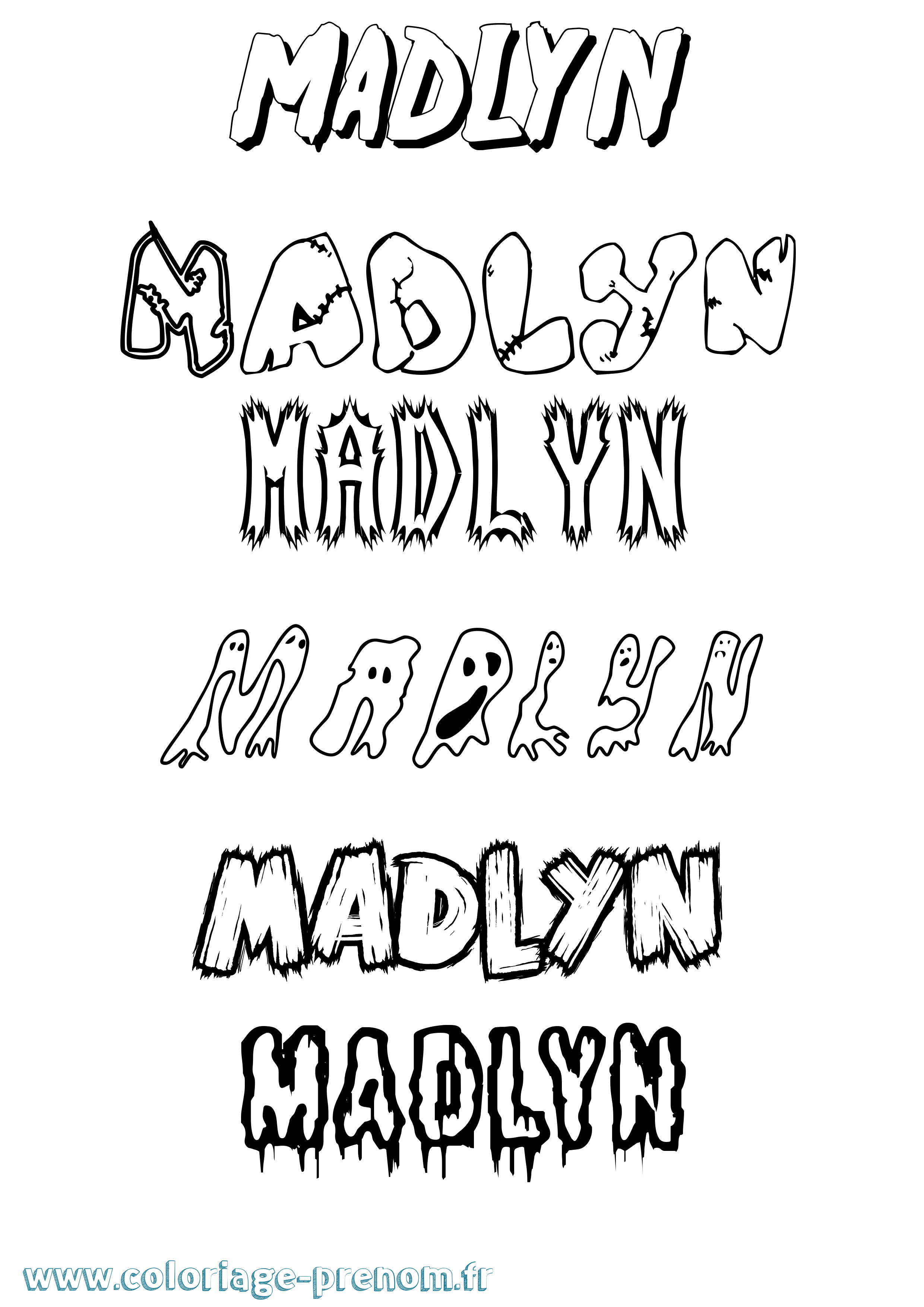 Coloriage prénom Madlyn Frisson