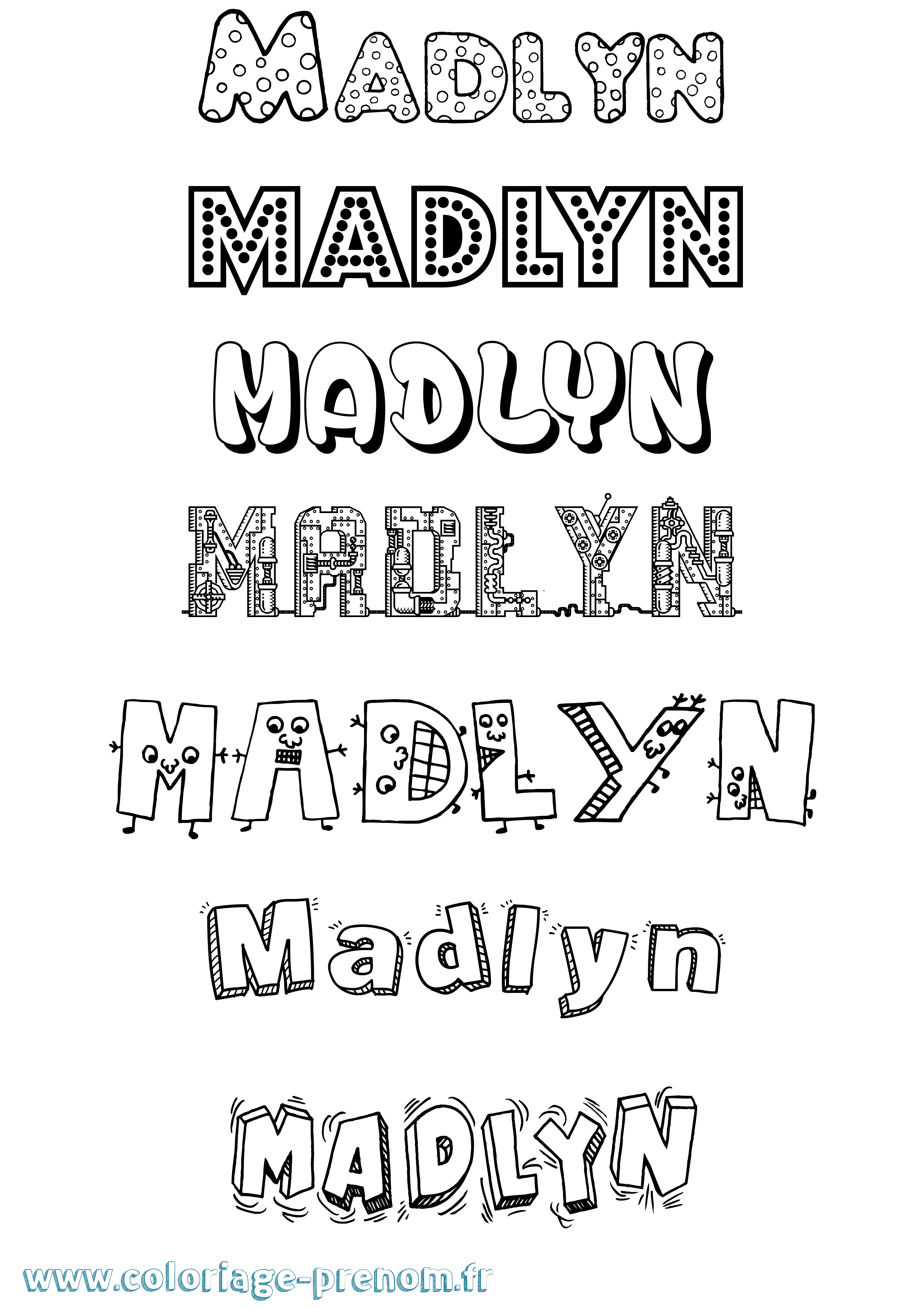 Coloriage prénom Madlyn Fun