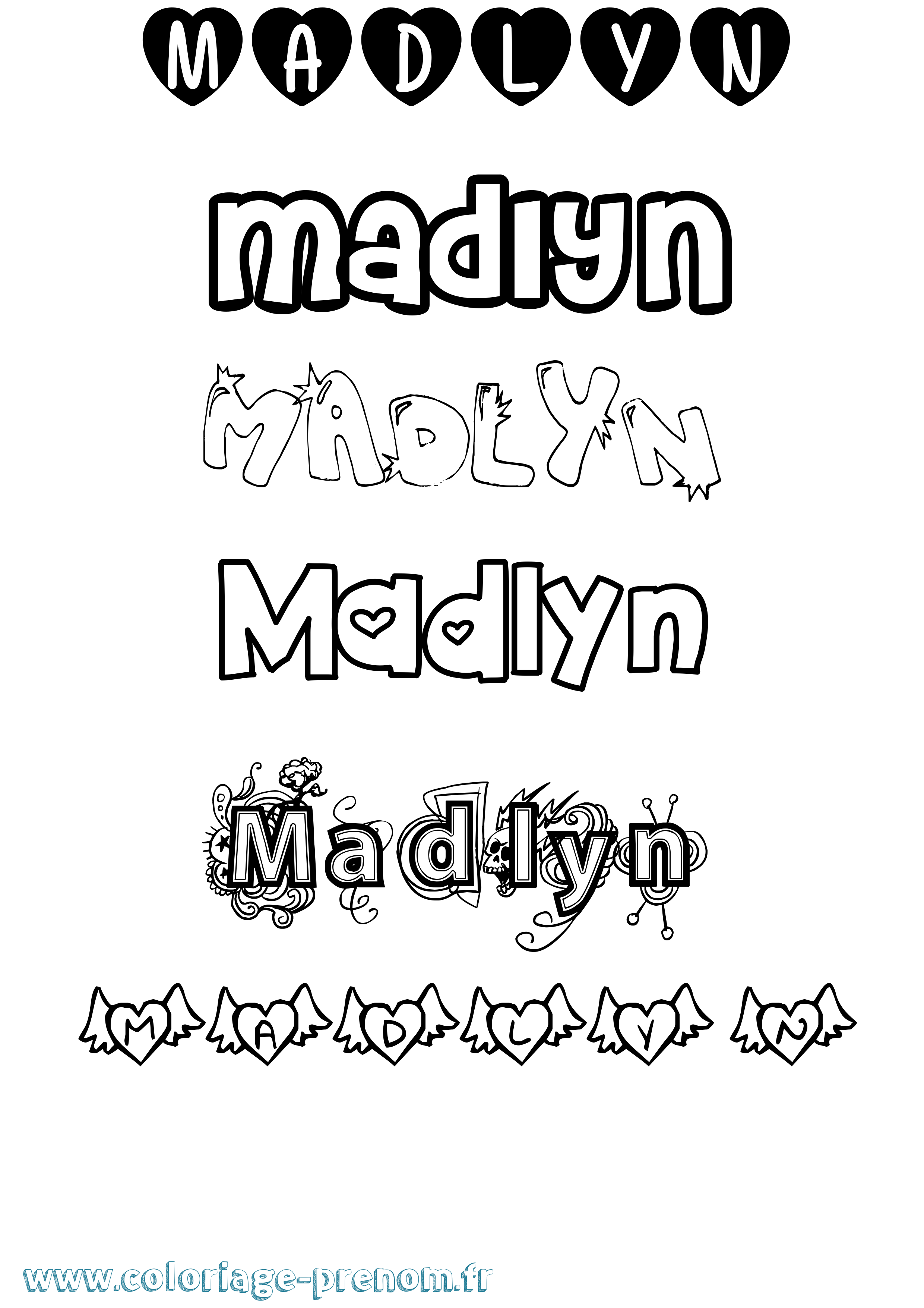 Coloriage prénom Madlyn Girly