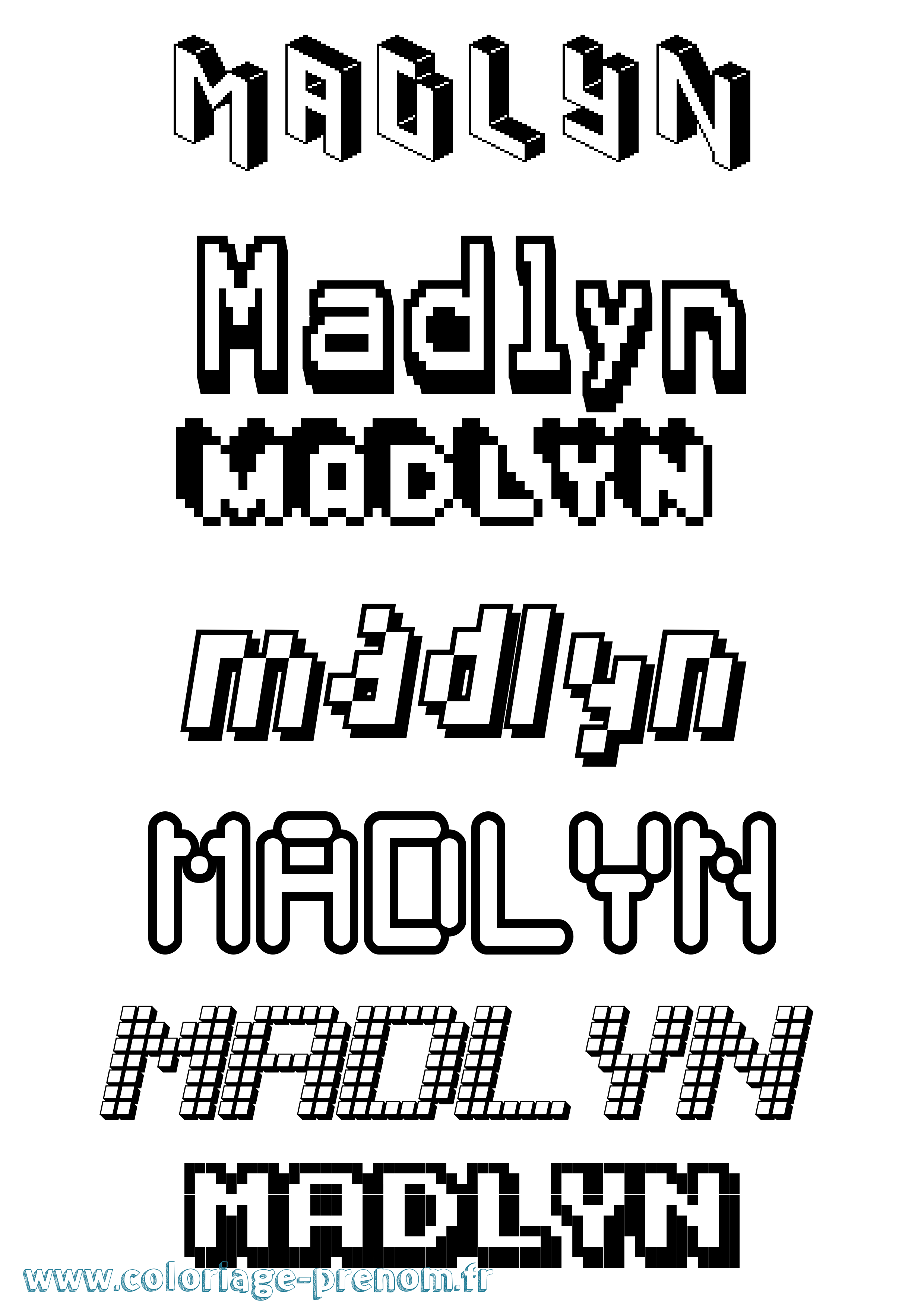Coloriage prénom Madlyn Pixel