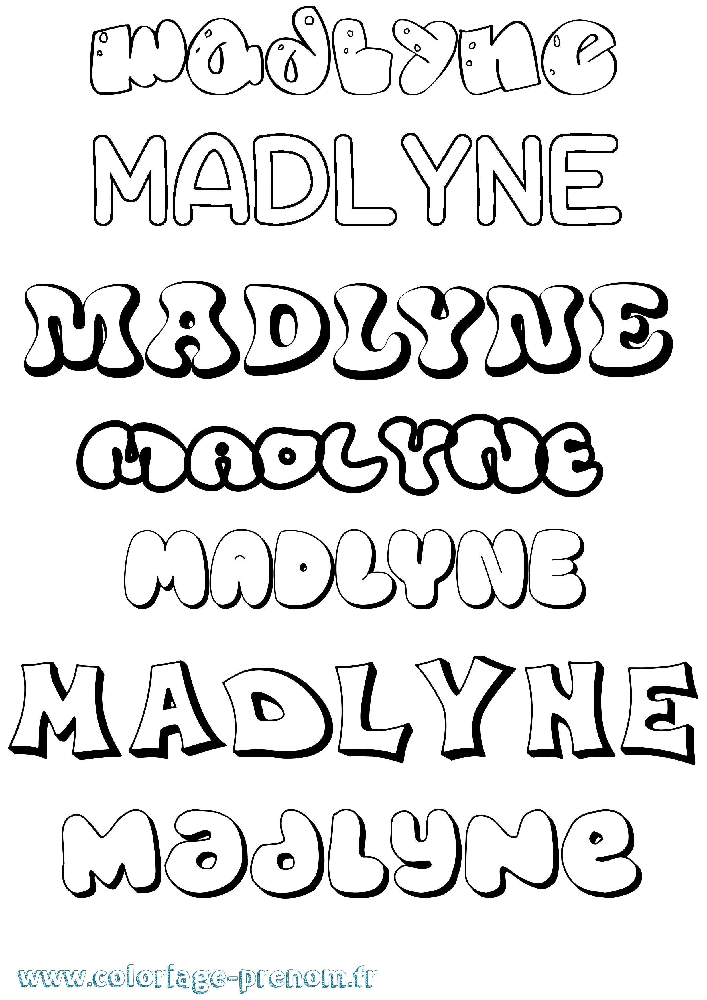 Coloriage prénom Madlyne Bubble