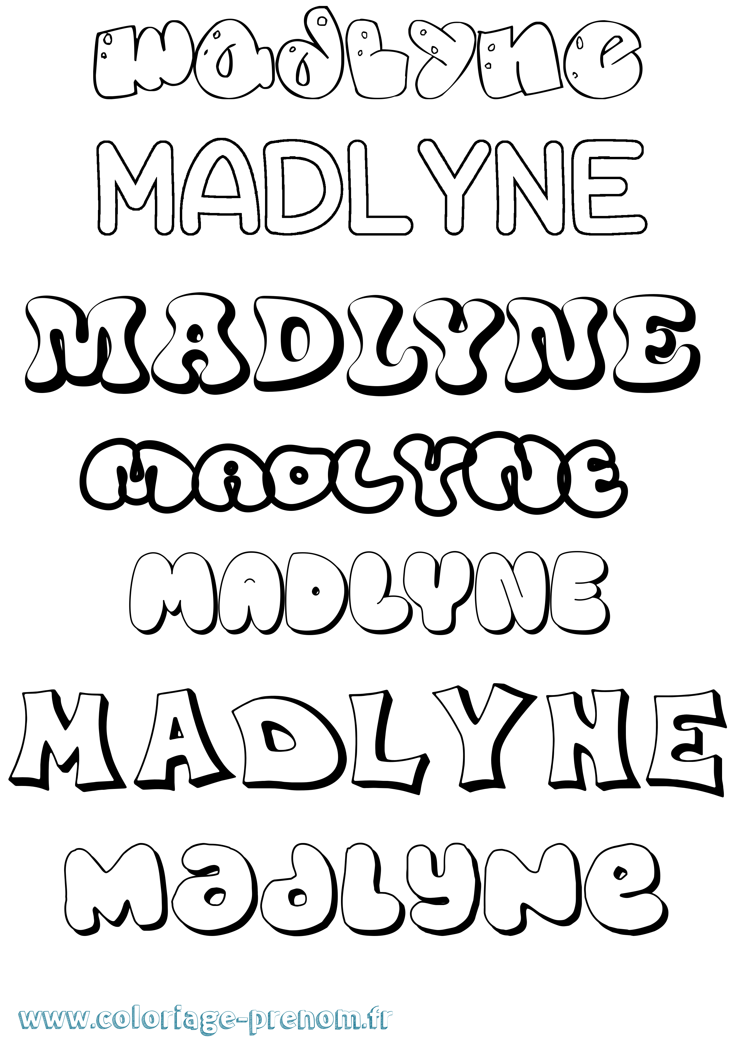 Coloriage Madlyne Bubble Coloriage prénom Madlyne Bubble