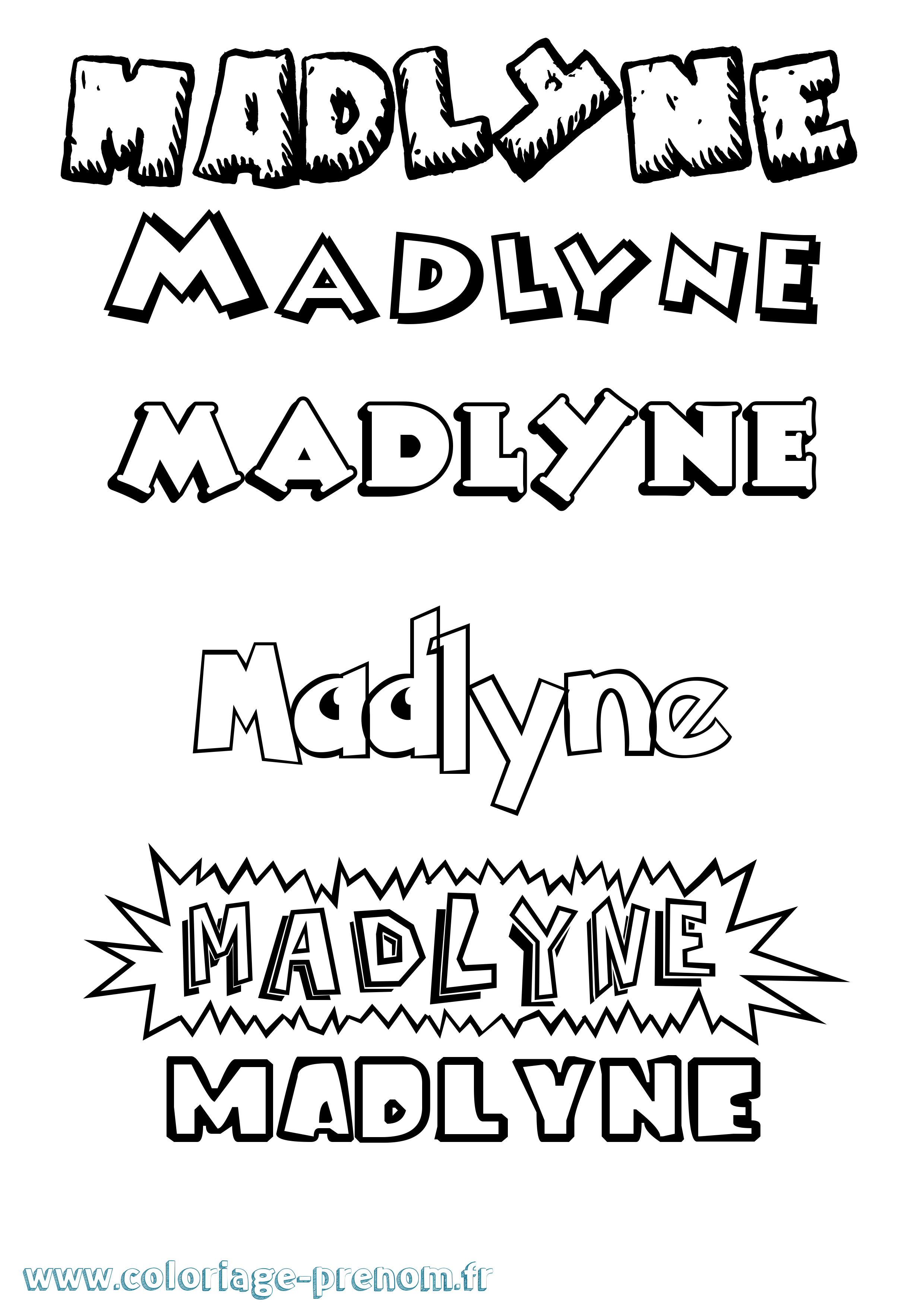 Coloriage Madlyne Dessin Animé Coloriage prénom Madlyne Dessin Animé