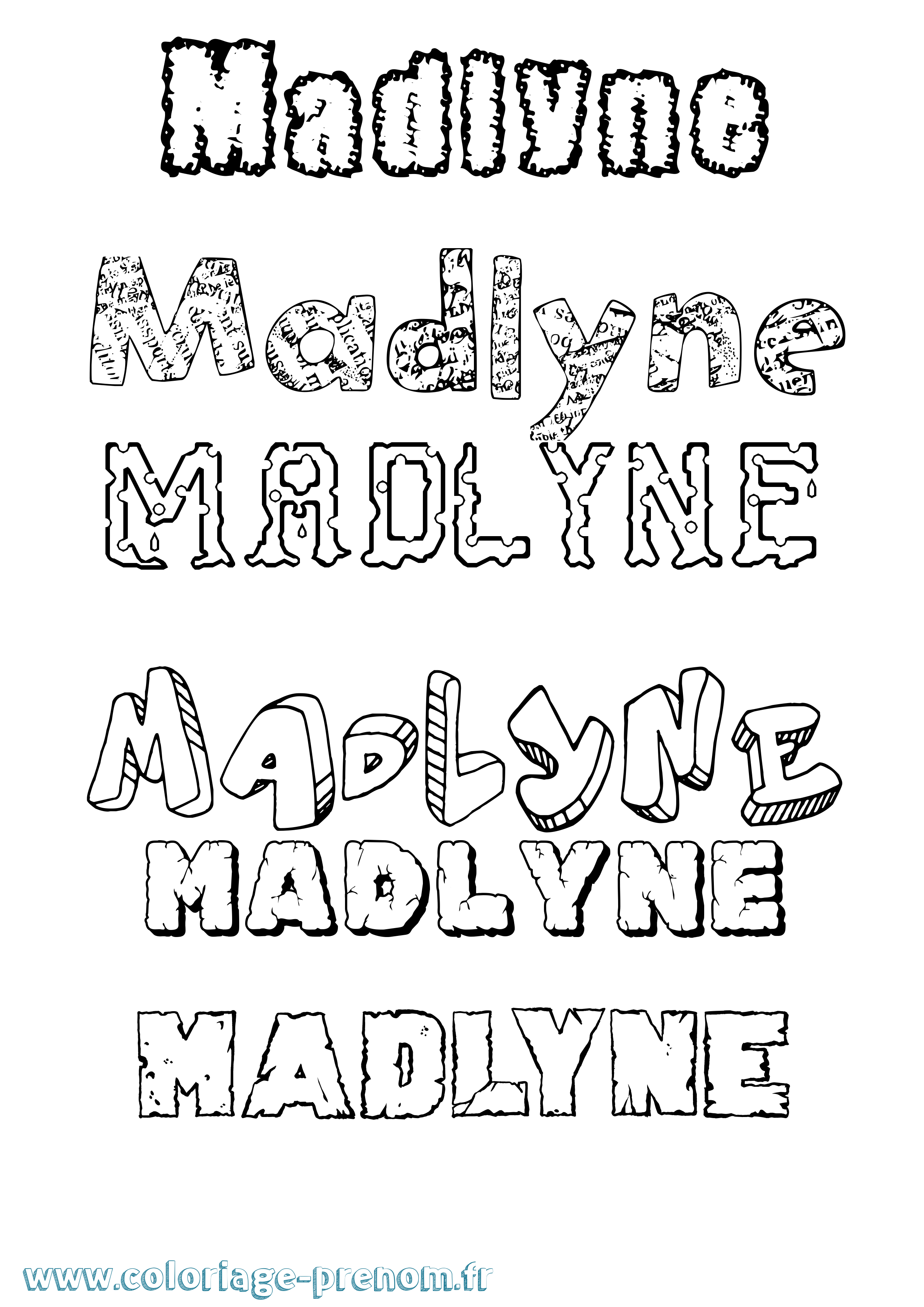 Coloriage prénom Madlyne Destructuré