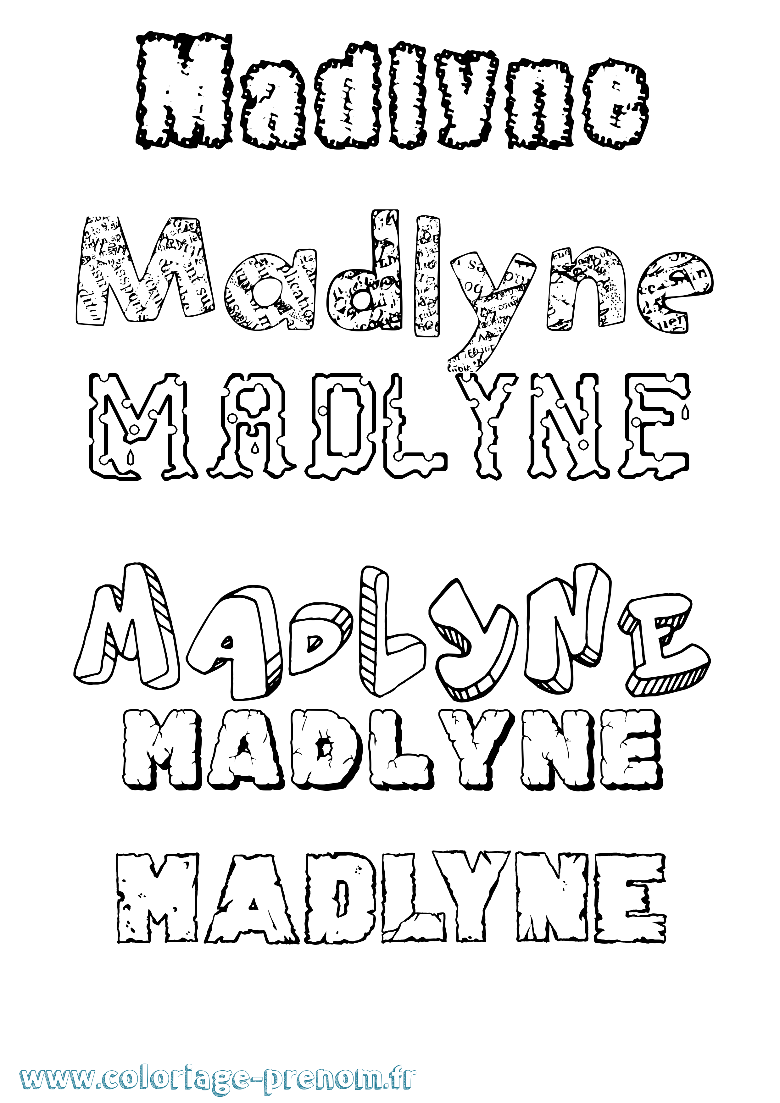 Coloriage Madlyne Destructuré Coloriage prénom Madlyne Destructuré