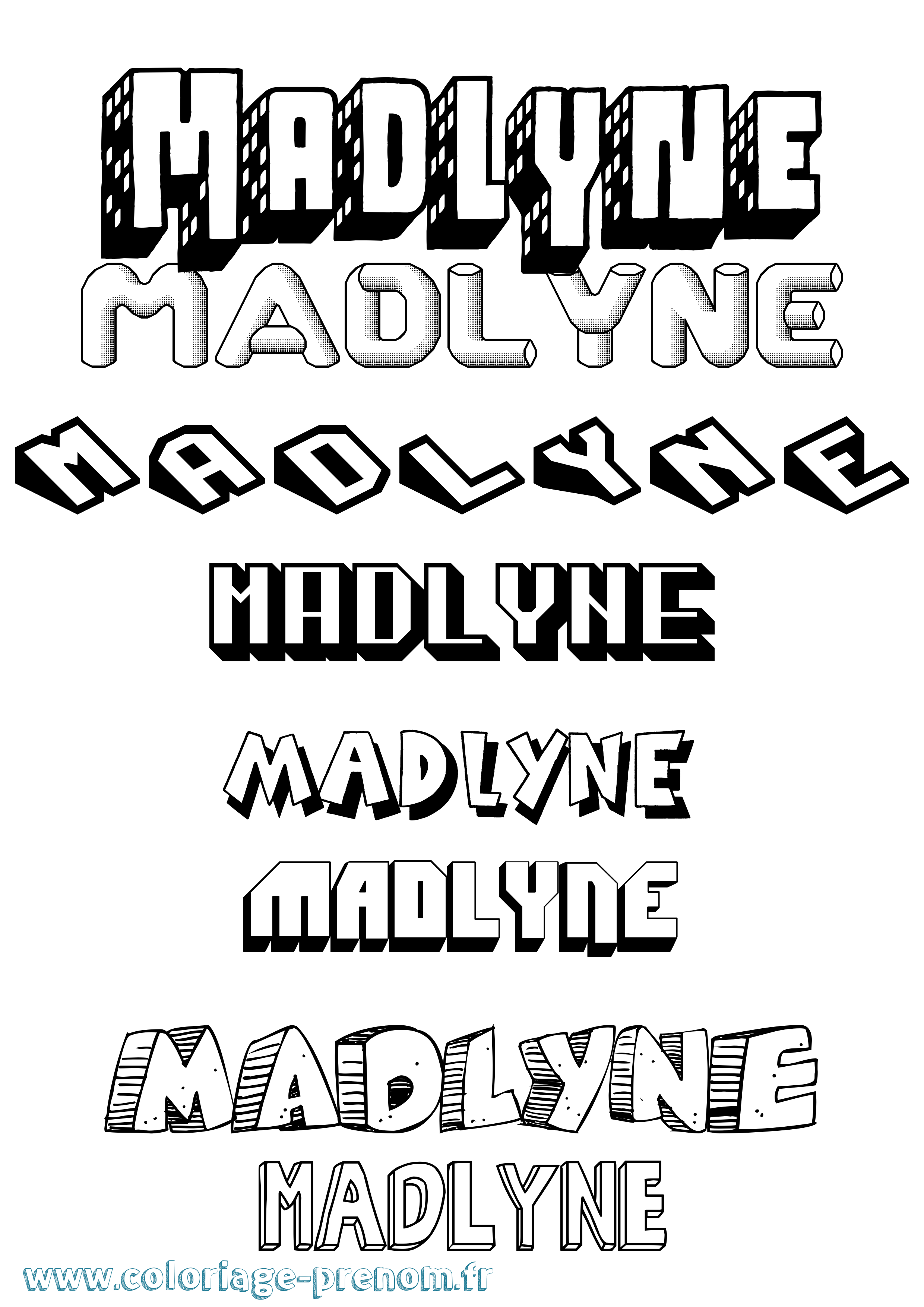 Coloriage Madlyne Effet 3D Coloriage prénom Madlyne Effet 3D